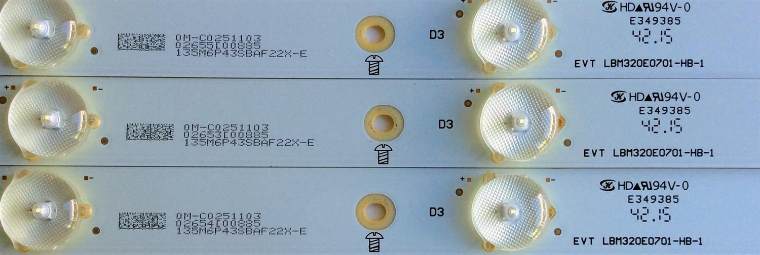 KIT DE LED'S PARA TV VIZIO (3 PIEZAS) NUMERO DE PARTE LBM320E0701-HB-1 / EVTLBM320E0701-HB-1 / EVTLBM320E0701-HB-1 (5) / PANEL TPT315B5-FHBN0.K Rev:S4940B / MODELOS D32-D1 LTTUUKAR / E32-C1 / D32-D1 - Imagen 2