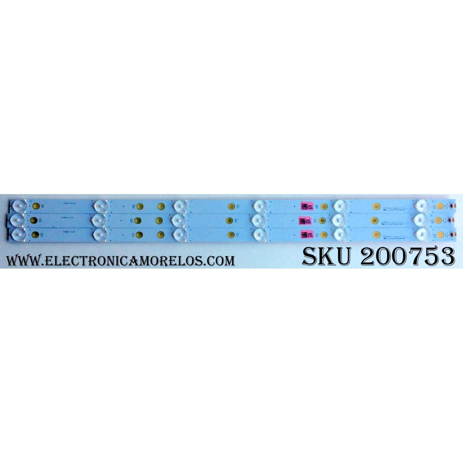 KIT DE LEDS ORIGINAL PARA TV VIZIO 3 PIEZAS / NUMERO DE PARTE LB28006 / LB28006 V0_00 / 210BZ06D0 / 43030A01L / 2E534000NYA0 / 77900 DFD / PANEL TPT275B5-A018.L REV:S1C / MODELO D28H-D1
