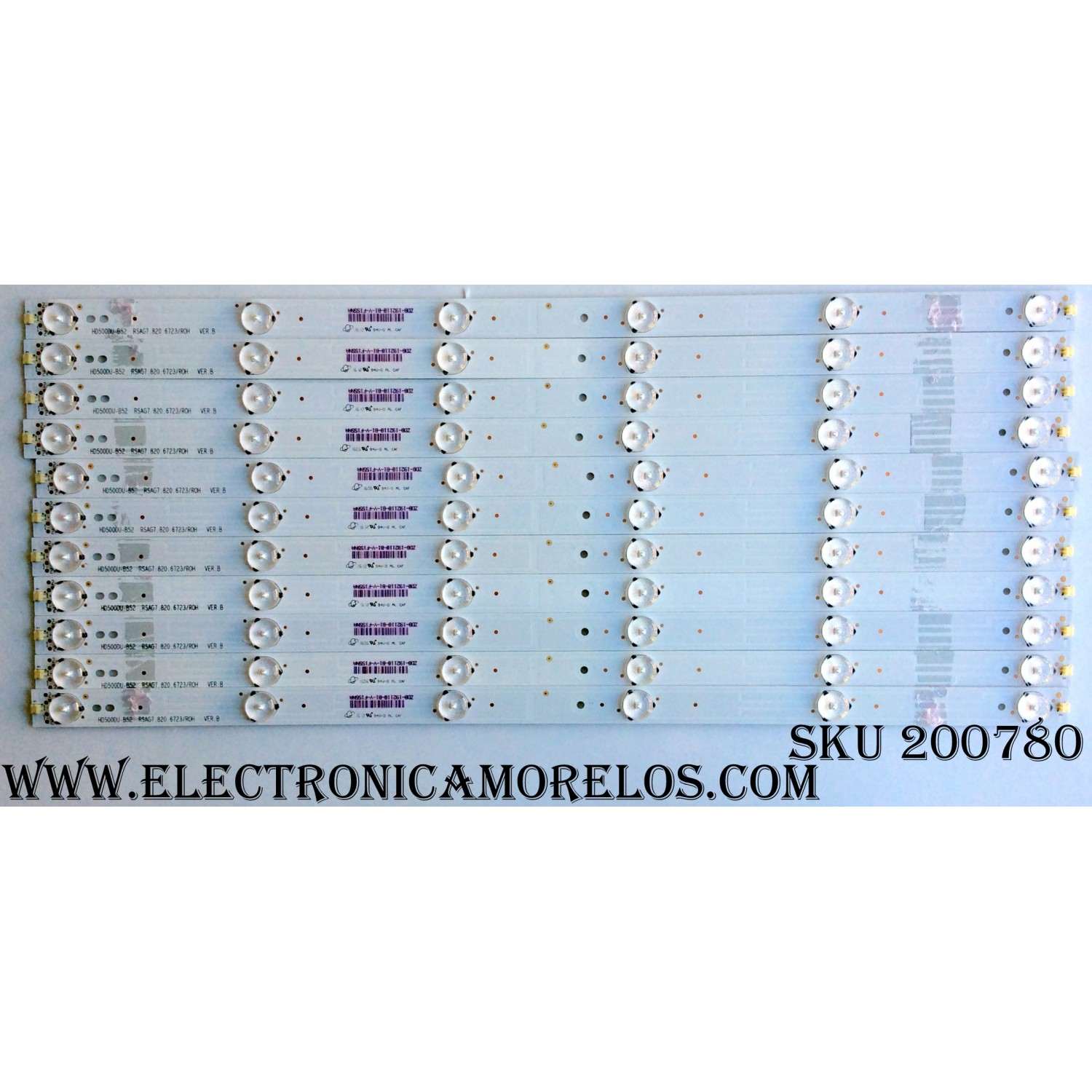 KIT DE LED'S PARA TV HISENSE (11 PIEZAS) / NUMERO DE PARTE HD500DU-B52 / RSAG7.820.6723/ROH VER.B / PANEL'S HD500DU-B52(100)\S0\GM\ROH / HD500DU-B52(100) / MODELOS LC-50N6000U / 50H6D