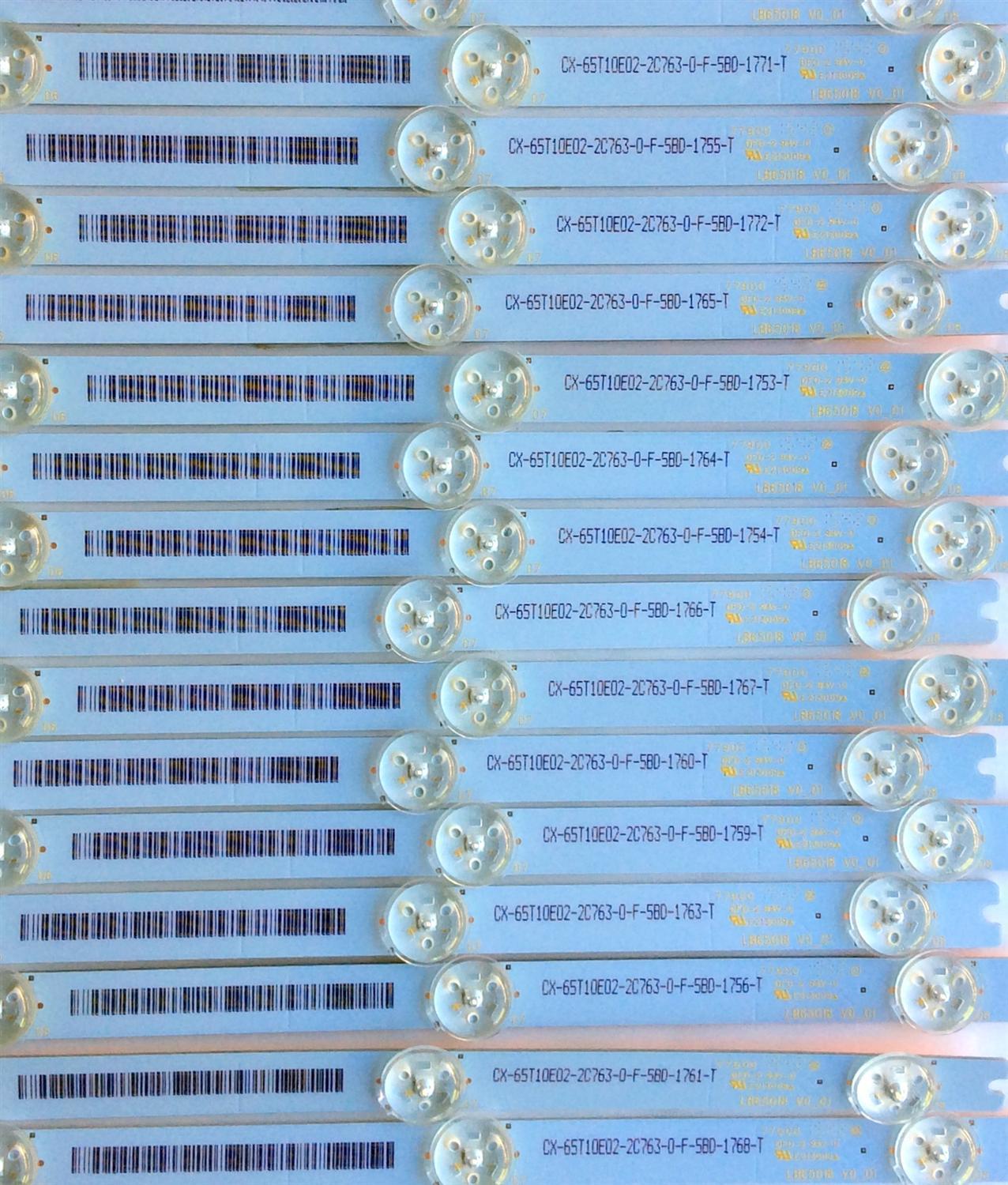KIT DE LED'S PARA TV INSIGNIA (12 PIEZAS) / NUMERO DE PARTE LBM650M0601-IX-1(HF)(O)(R) / LBM650M0501-IW-1(HF)(O)(L) / 210BZ06DRB33LBP09E / 210BZ06DRB33LBP09E / 210BZ05D0B33LBP00E / 006014 / PANEL TPT650WR-QUBF70.K REV:SNWP0V / MODELO NS-65DF710NA21 - Imagen 4