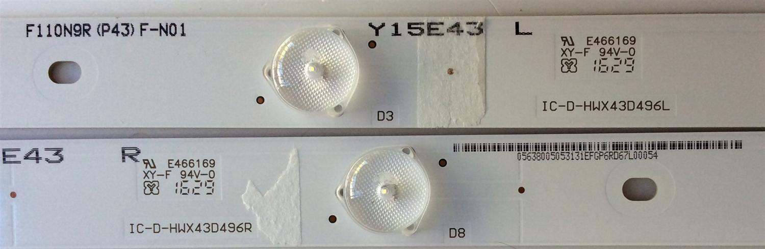KIT DE LED'S PARA TV ((INCOMPLETO SOLO 9 PIEZAS)) NUMERO DE PARTE IC-D-HWX43D496 / IC-D-HWX43D496R / IC-D-HWX43D496L / 056.38005.0531 / PANEL T430HVN01.0 / MODELO D43-D2 - Imagen 4