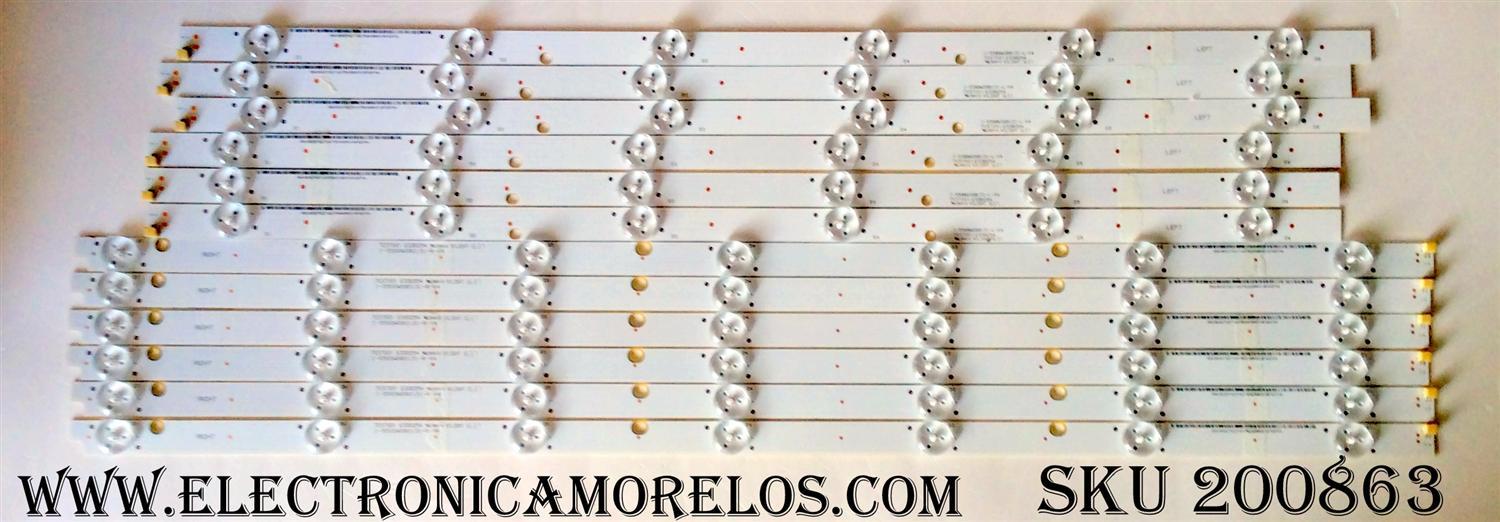 KIT DE LED'S PARA TV / VIZIO (12 PZAS.) / NUMERO DE PARTE / I-5500WS80131 / I-5500WS80131-R-V4 / I-5500WS80131-L-V4 / TEST001 E330254 / MODELO E55-E2 LWZQVIBS / PANEL LSC550FN11-801	