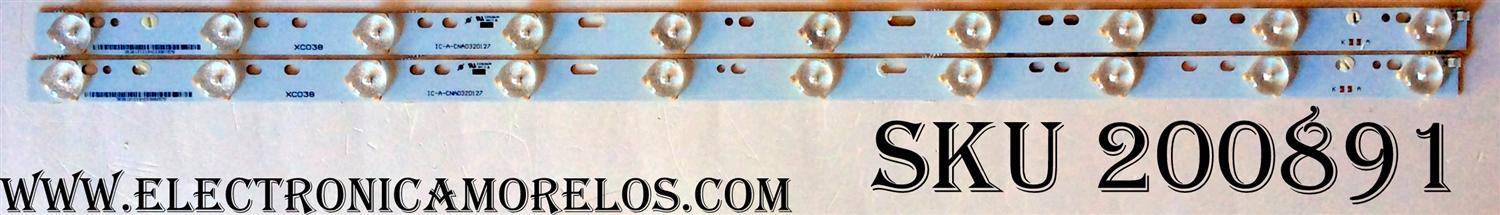 KIT DE LED PARA TV / VIZIO IC-A-CNA032D127 / 3020121219XC038 / XC038 / MODELO E320VP / PANEL T320XW04.V3	