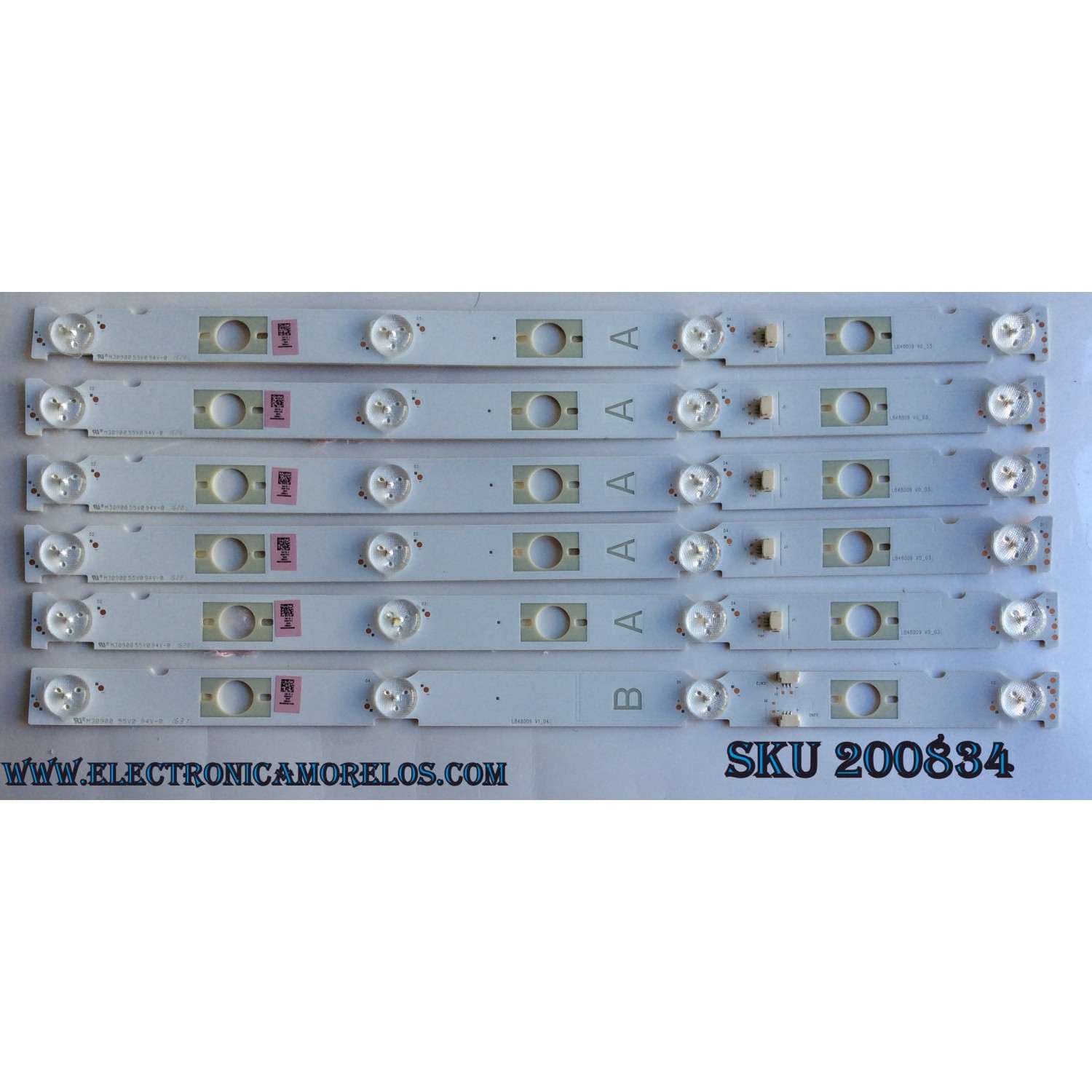 KIT DE LED´S PARA TV (6 PIEZAS) / SONY LB48009 V0_03 / LB48009 V1_04 / 480090000N / 480090010N / M30900 / 55V0 / 94V-0 / PANEL´S NS6F480DND01 / NS6F480DND06 / MODELO KDL-48W650D