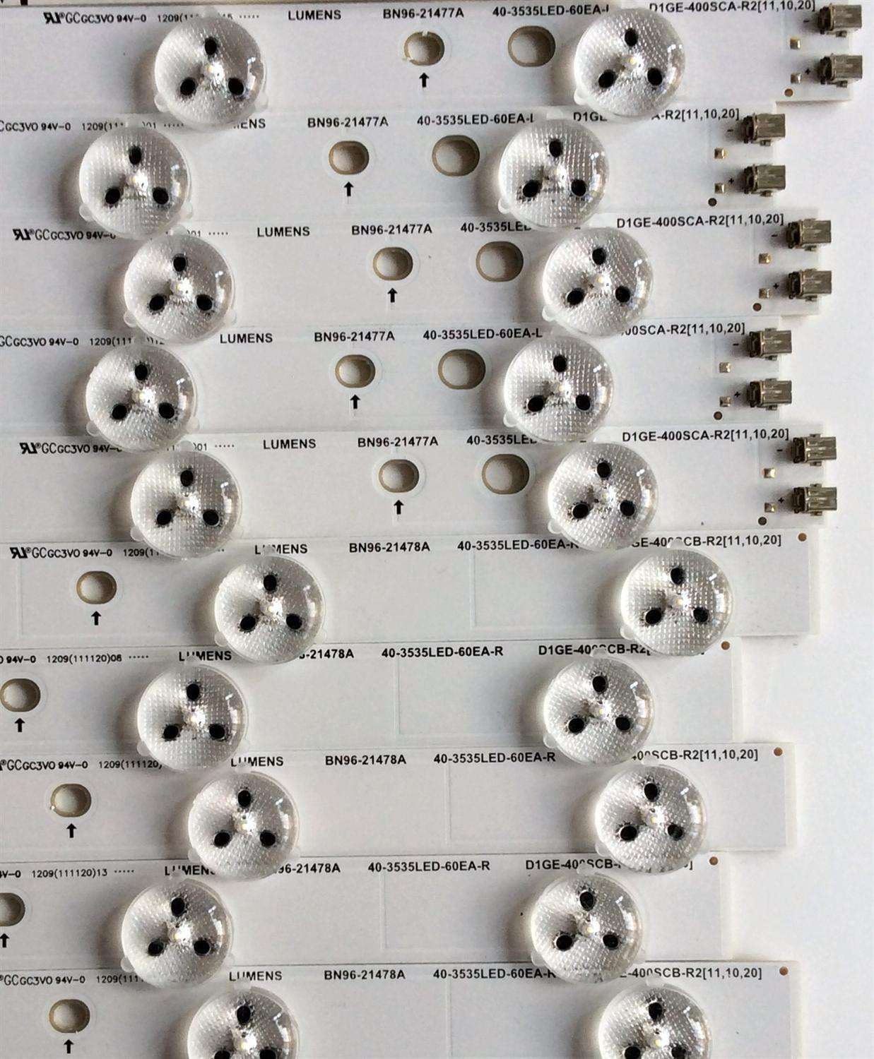KIT DE LED'S PARA TV SAMSUNG ((10 PIEZAS)) / NUMERO DE PARTE BN96-21477A / BN96-21478A / BN96-21477A / BN96-21478A / 40-3535LED-60EA-L / 40-3535LED-60EA-R / D1GE-400SCA-R2 / BN41-01824A / BN96-21486A / PANEL LTJ400HM08-V / MODELO UN40EH5050FXZA HS03 - Imagen 4