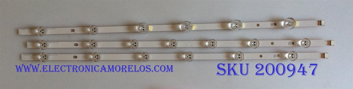 KIT DE LEDS PARA TV VIZIO ORIGINAL 2 PIEZAS / NUMERO DE PARTE 261501021380 / 06-2-32S1-2X6-0D20-590X12-EMC-V3-221213 / 230101039440 / 180L3M31-B / YF-14228 / PANEL HK315WLEDM-JH1VH / DISPLAY PT320AT04-2 VER.1.1 / MODELO VHD32M-0807 / VHD32M-08047