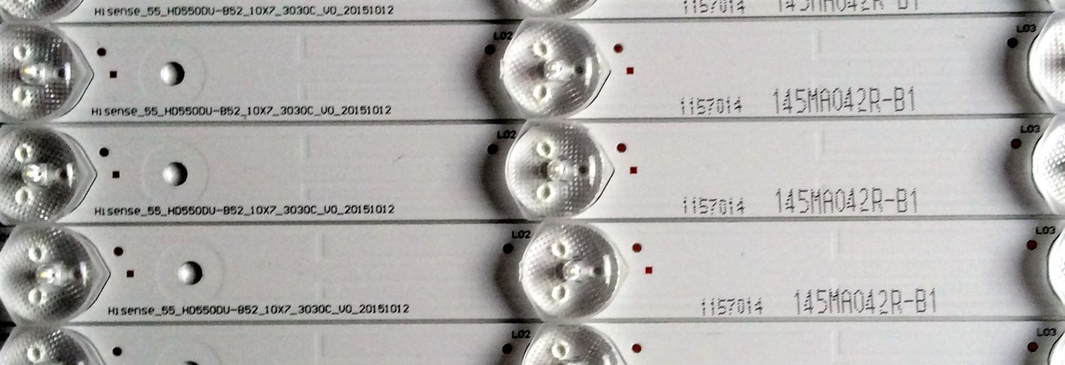 KIT DE LED´S PARA TV HISENSE ((10 PIEZAS)) / NUMERO DE PARTE 1157014 / HISENSE_55_HD550DU-B52_10X7_3030C_V0_20151012 / 145MA042R-B1 / 1274164 / PANEL´S HD550DU-B52\LD\S2\GM\ROH / HD550M5U51-TA\S0\GM\ROH / HD550M3U51-TA\S0\GM\ROH / MODELO 55H8C - Imagen 3