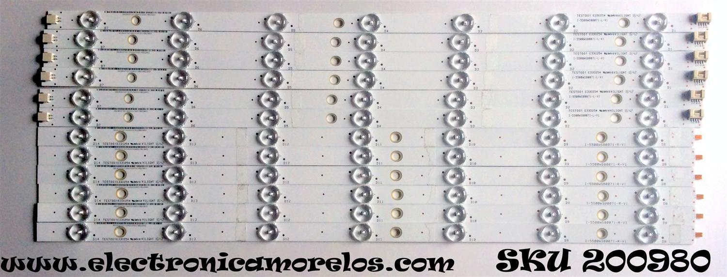 KIT DE LED´S PARA TV (12 PIEZAS)  / VIZIO I-5500WS80071-L-V1 / I-5500WS80071-R-V1 / WS55-1223-L / WS55-1223-R / 0563802702 / PANEL 7ZB00201C07 / 7ZB00W01C07 / MODELO D55-D2 LWZ2UCBS