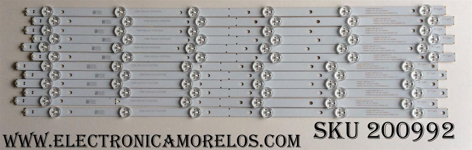 KIT DE LED'S PARA TV TOSHIBA (12 PIEZAS) / NUMERO DE PARTE DLED5572-2835-6 / K550WDR / SVK550AJ3_REV02_6LED_B_150617 / 7838-581012-07207223 / PANEL K550WDR-HE350 / MODELO 55L310U
