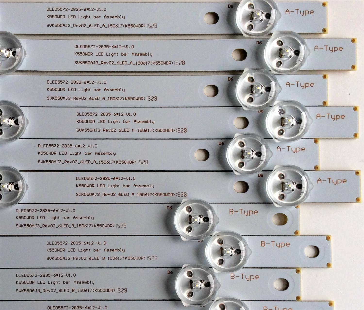 KIT DE LED'S PARA TV TOSHIBA (12 PIEZAS) / NUMERO DE PARTE DLED5572-2835-6 / K550WDR / SVK550AJ3_REV02_6LED_B_150617 / 7838-581012-07207223 / PANEL K550WDR-HE350 / MODELO 55L310U - Imagen 3