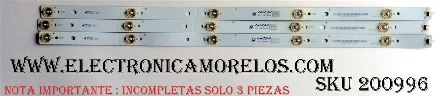 KIT DE LED "INCOMPLETOS PRECAUCION SOLO SON ("3 PZAS.) IMPORTANTE " / VIZIO 0171-1971-0411 / JL550I-A0 / 098101101117 / PANEL T550HVN01.3 / MODELOS E550I-A0 LAQAOQAP / E550I-A0 LAQAOQCQ / E550I-A0 LAQKOQBP / E550I-A0 LATAOQAP	