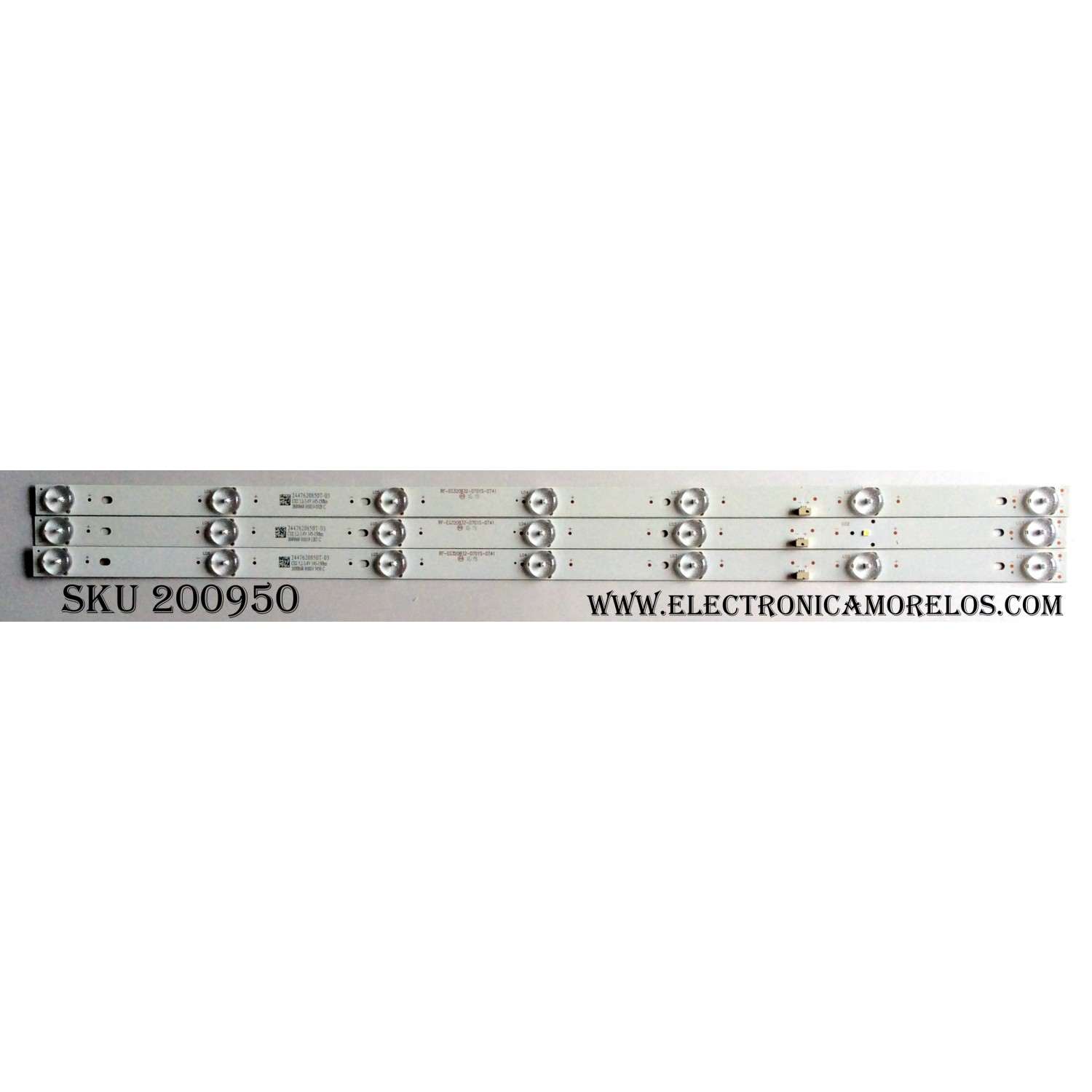 KIT DE LED´S PARA TV (3 PIEZAS) / ELEMENT RF-EG320B32-0701S-07A1 / 2447620850T-03 / PANEL BOEI320WX1-01 / HV320WHB-N81 / MODELO ELEFW328 LE-32GJL4-B3