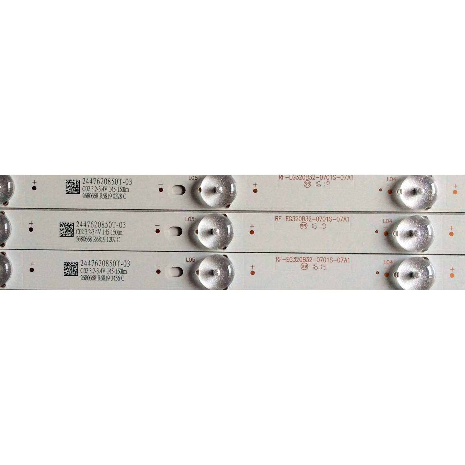 KIT DE LED´S PARA TV (3 PIEZAS) / ELEMENT RF-EG320B32-0701S-07A1 / 2447620850T-03 / PANEL BOEI320WX1-01 / HV320WHB-N81 / MODELO ELEFW328 LE-32GJL4-B3 - Imagen 2