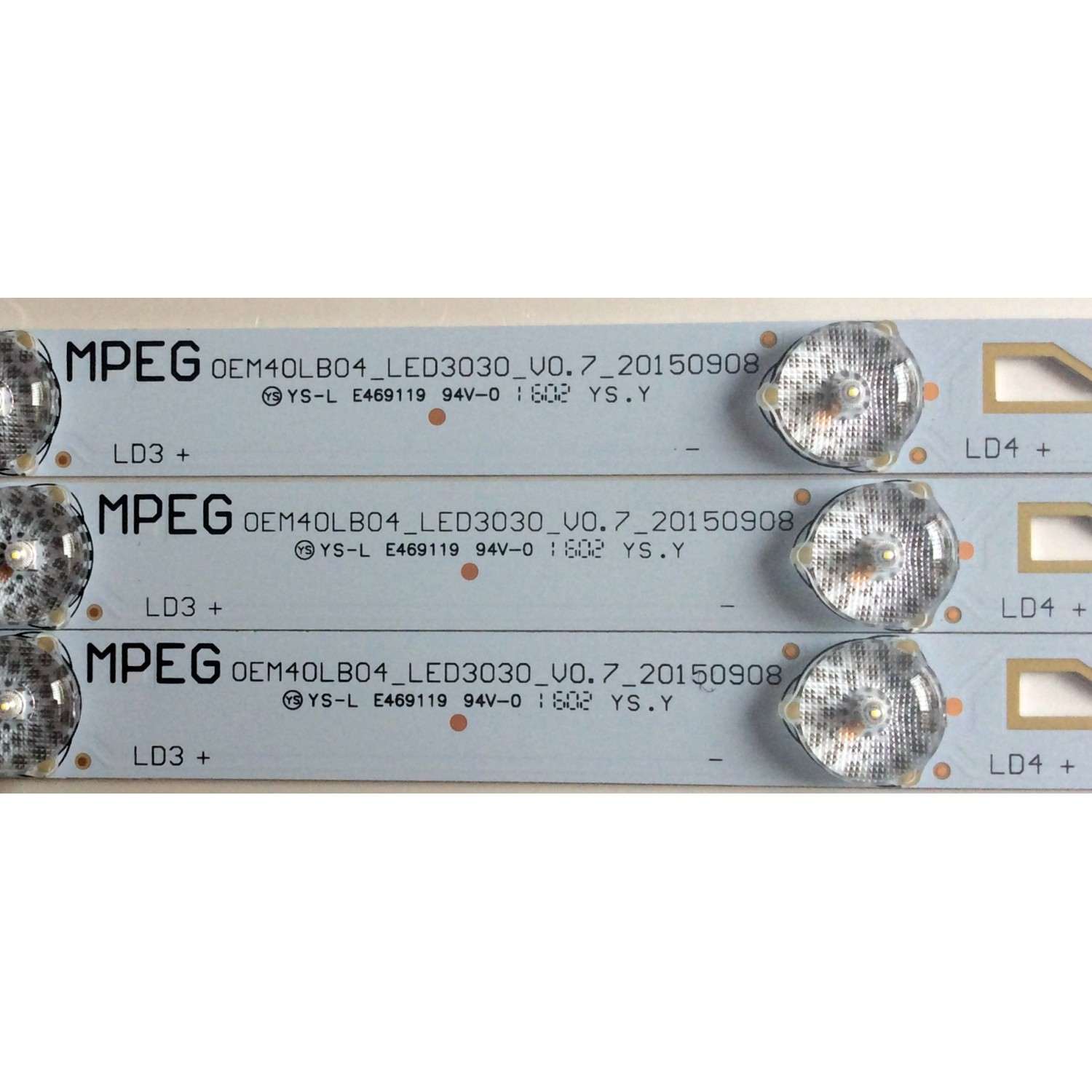 KIT DE LED`S PARA TV (3 PIEZAS)  / TCL OEM40LB04_LED3030 / ZM-GS-V1-02 4C-LB400T-ZM3 64P K0073 03517 04202 / ZM-GS-09 / 4C-LB400T-ZM3 / 61G K0072 / MODELO 40FS3800 / PANEL LVF400SS0T E6	 - Imagen 2