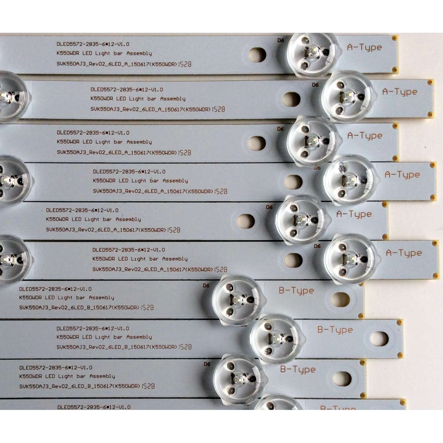 KIT DE LED'S PARA TV TOSHIBA (12 PIEZAS) / NUMERO DE PARTE DLED5572-2835-6 / K550WDR / SVK550AJ3_REV02_6LED_B_150617 / 7838-581012-07207223 / PANEL K550WDR-HE350 / MODELO 55L310U - Imagen 3