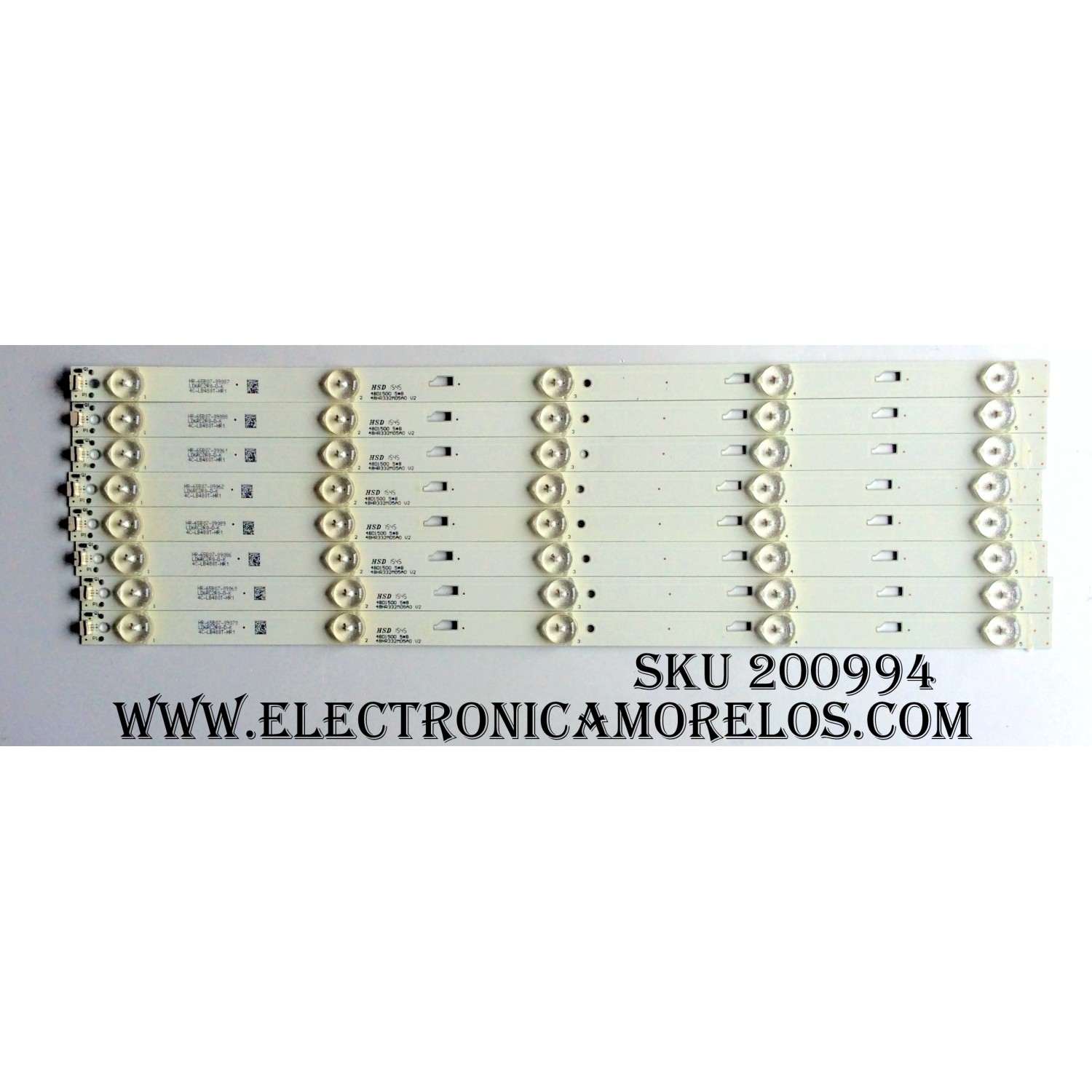 KIT DE LED´S PARA TV (8 PIEZAS) / INSIGNIA 4C-LB480T-HR1 / 48HR332M05A0 V2 / 48D1500 / 48HR332M05A0 / PANEL LSC480HN10-J01 / MODELO NS-48DR420NA16 Rev. A