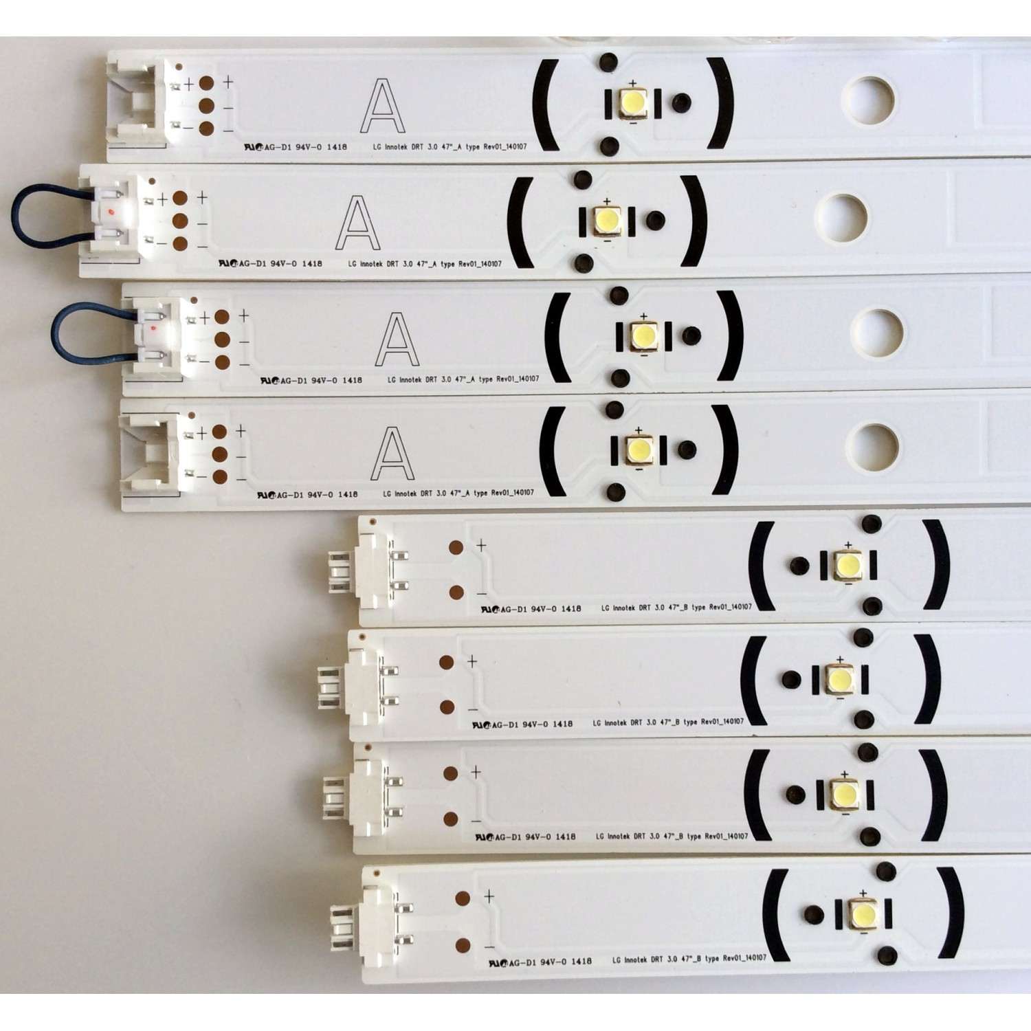 KIT DE LED´S PARA TV (8 PIEZAS) CON ALGUNOS DIFUSORES DESPEGADOS  / LG 6916L-1948A / DRT 3.047"_A TYPE REV 02_140218 / 501RMQK09068 / PANEL LC470DUE(FG)(A4) / MODELO 47LB5900-UV. - Imagen 2