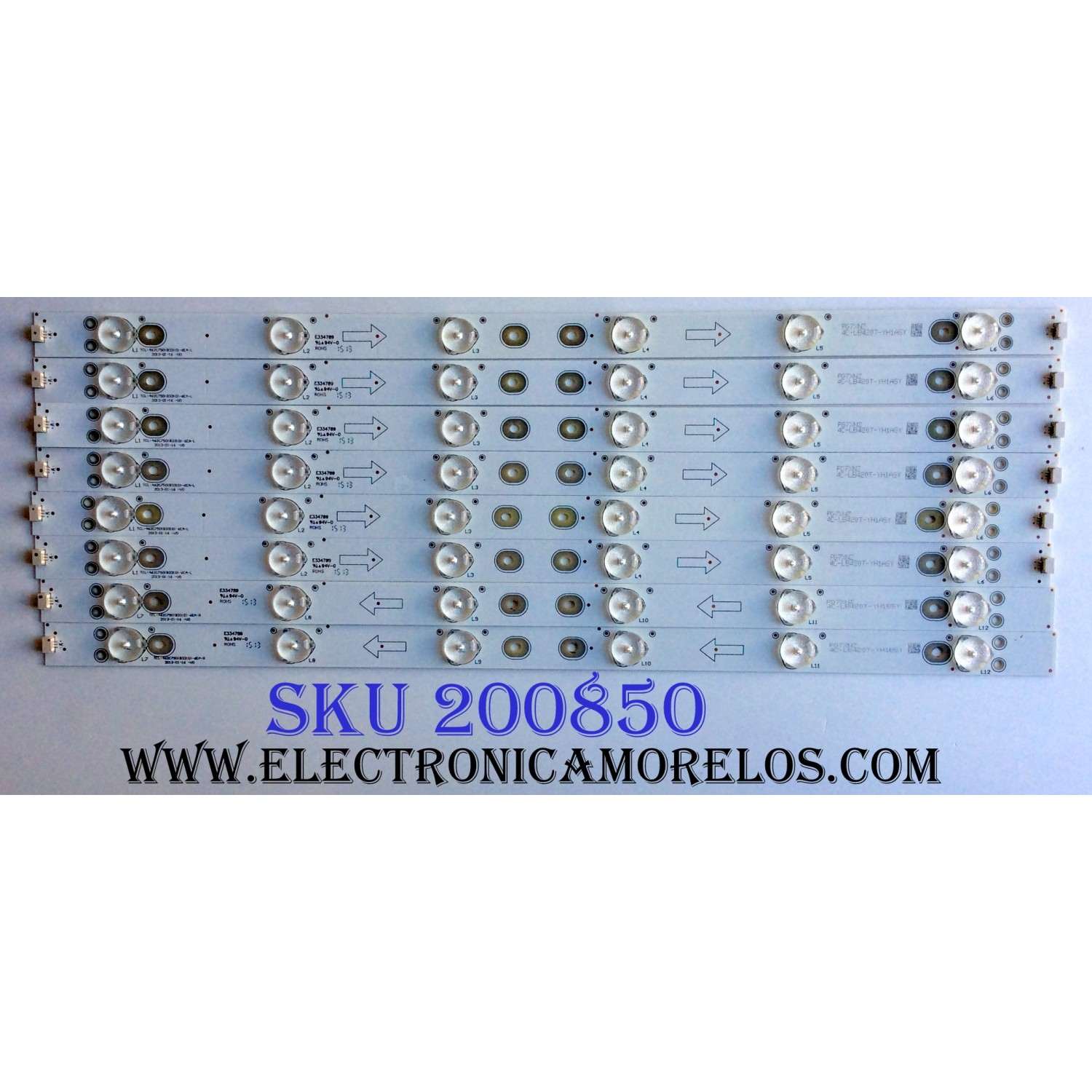 KIT DE LED´S PARA TV (8 PIEZAS) / SANYO TCL-462C750(B3310)-6EA-L / TCL-462C750(B3310)-6EA-R / E334789 / PG7XNZ / 006-P2K1972A / 4C-LB420T-YHASY / 4C-LB420T-YHBSY / TCL-462C750 / PANEL LVF420LGDX E2 V1 / MODELOS DP42D23 / DP42D24 / FW42D25T / PH42B25DG