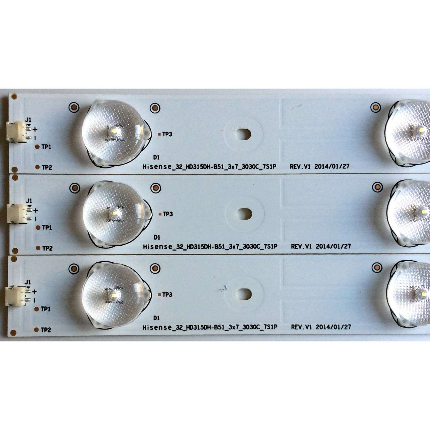 KIT DE LED´S PARA TV (3 PIEZAS) / HISENSE 1136775 / 129MA041R-B1 / Hisense_32_HD315DH-B51_3x7_3030C_7S1P / HE32TKAxJ7638 / PANEL HD315DH-B12(010)\XP\S2\GM\ROH / MODELO 32H4C / 32H58B2 - Imagen 3