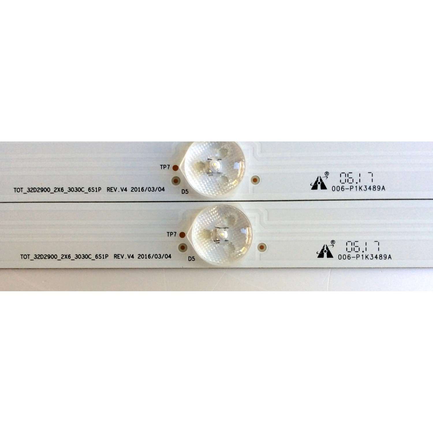 KIT DE LED´S (2 PIEZAS) / TCL 006-P1K3489A / 006-P1K3552A / TOT_32D2900_2X6_3030C_65P1 REV:V4 / TOT_32D2900_2X6_3030C_65P1 REV:V4 / YHE-4C-LB3206-YH02J / YHA-4C-LB3206-YH01R / PANEL´S LVW320CS0T / LVW320CS0T E292 V2 / MODELOS 32S301LCAA / 32S305TEAA - Imagen 2