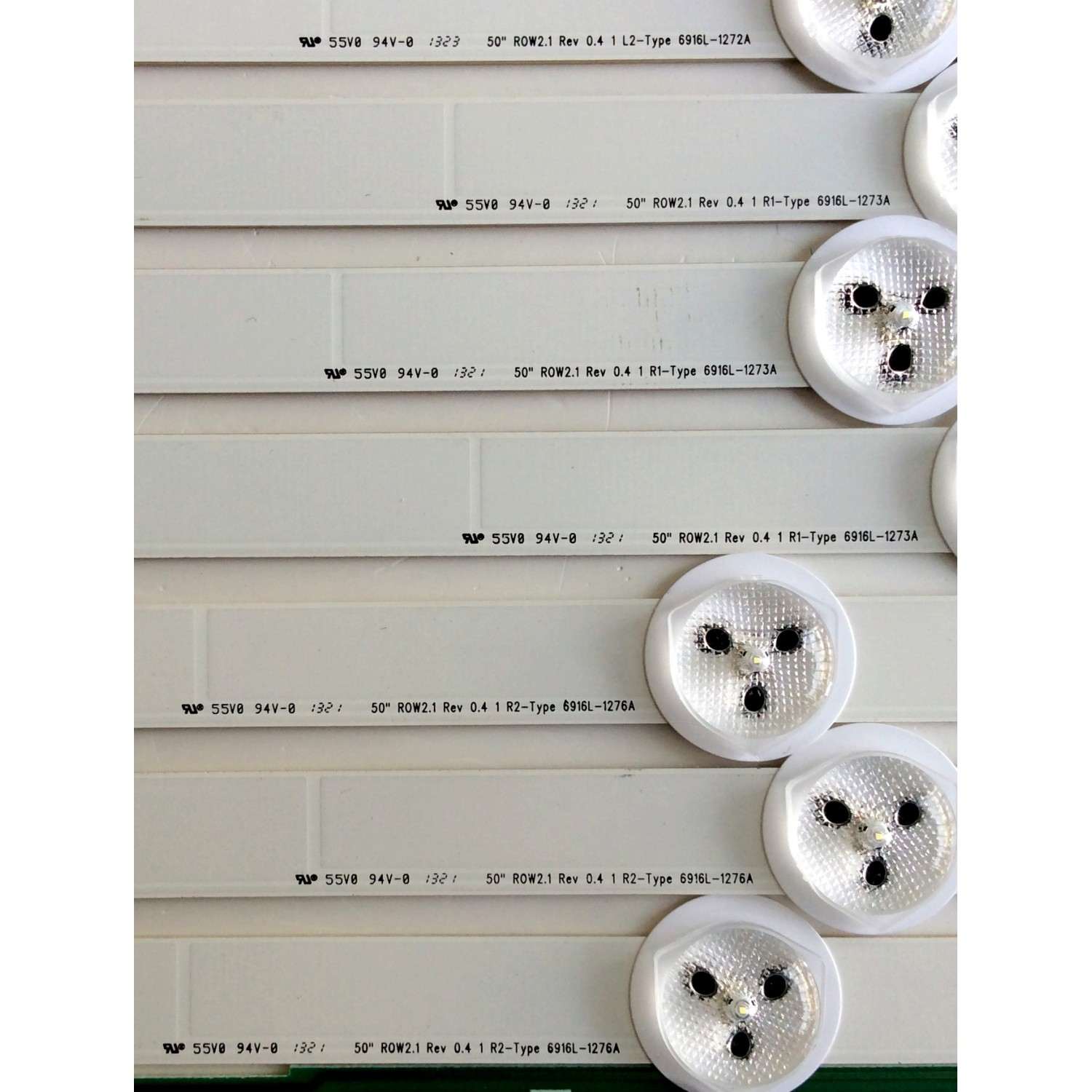 KIT DE LED´S PARA TV (12 PIEZAS) / VIZIO 6916L-1273A/1276A/1272A/1241A / 6916L-1273A /  6916L-1276A / 50" ROW2.1 REV0.4 1 L2-TYPE 6916L-1272A / 55V0 94V-0 50" ROW2.1 REV0.4 1 L1-TYPE 6916L-1241A / PANEL LC500DUG(JF)(U1) / MODELO E500D-A0 - Imagen 4