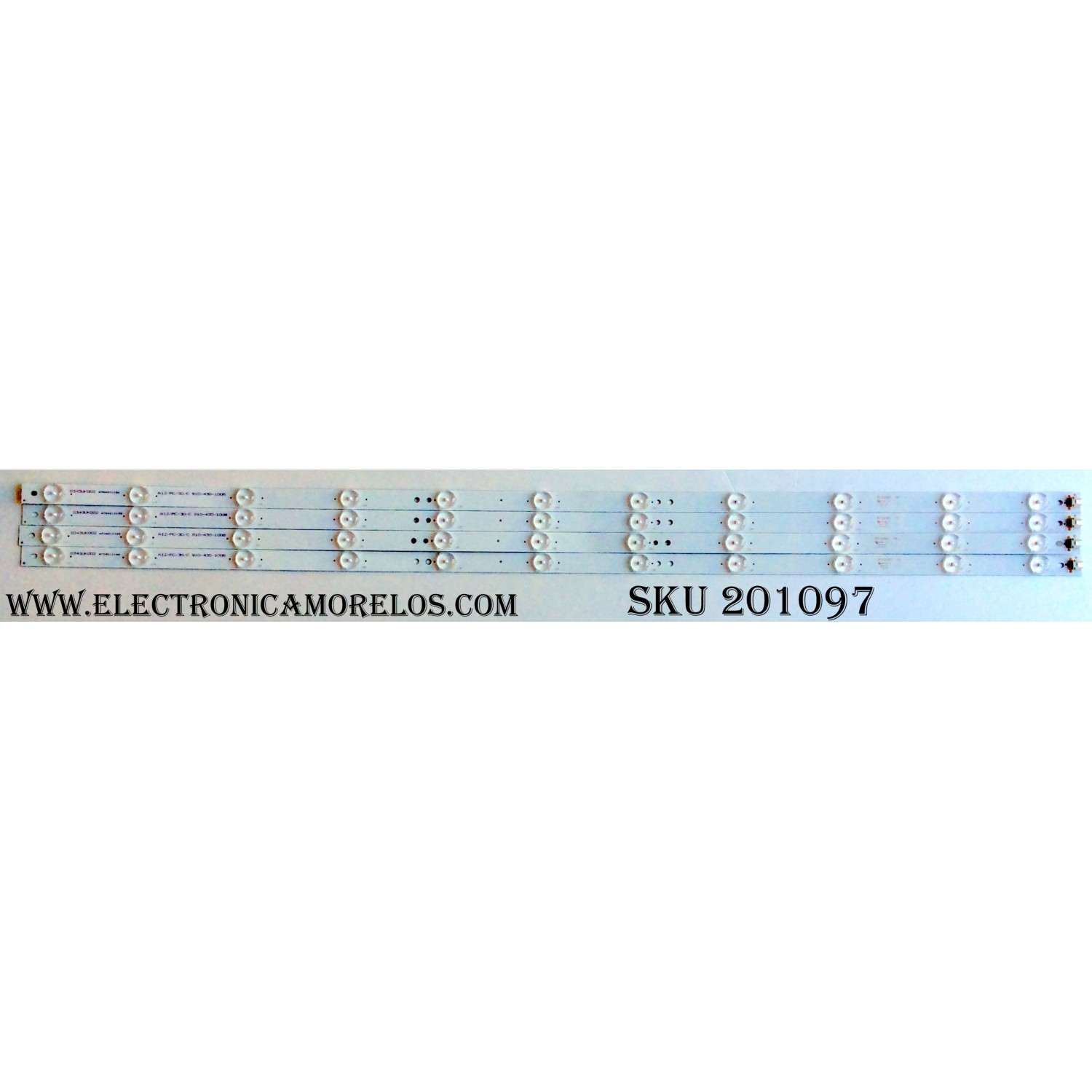 KIT DE LED`S PARA TV (4 PIEZAS) / ELEMENT 3P43UK002 / 910-430-1008 / A12/PC/30/C  910-430-1008 / 0343UK002 / A704211134 / A704211138 / 3P43UK002-A0 / PANEL T430QVN02.1 / MODELO EL4KAMZ4317	