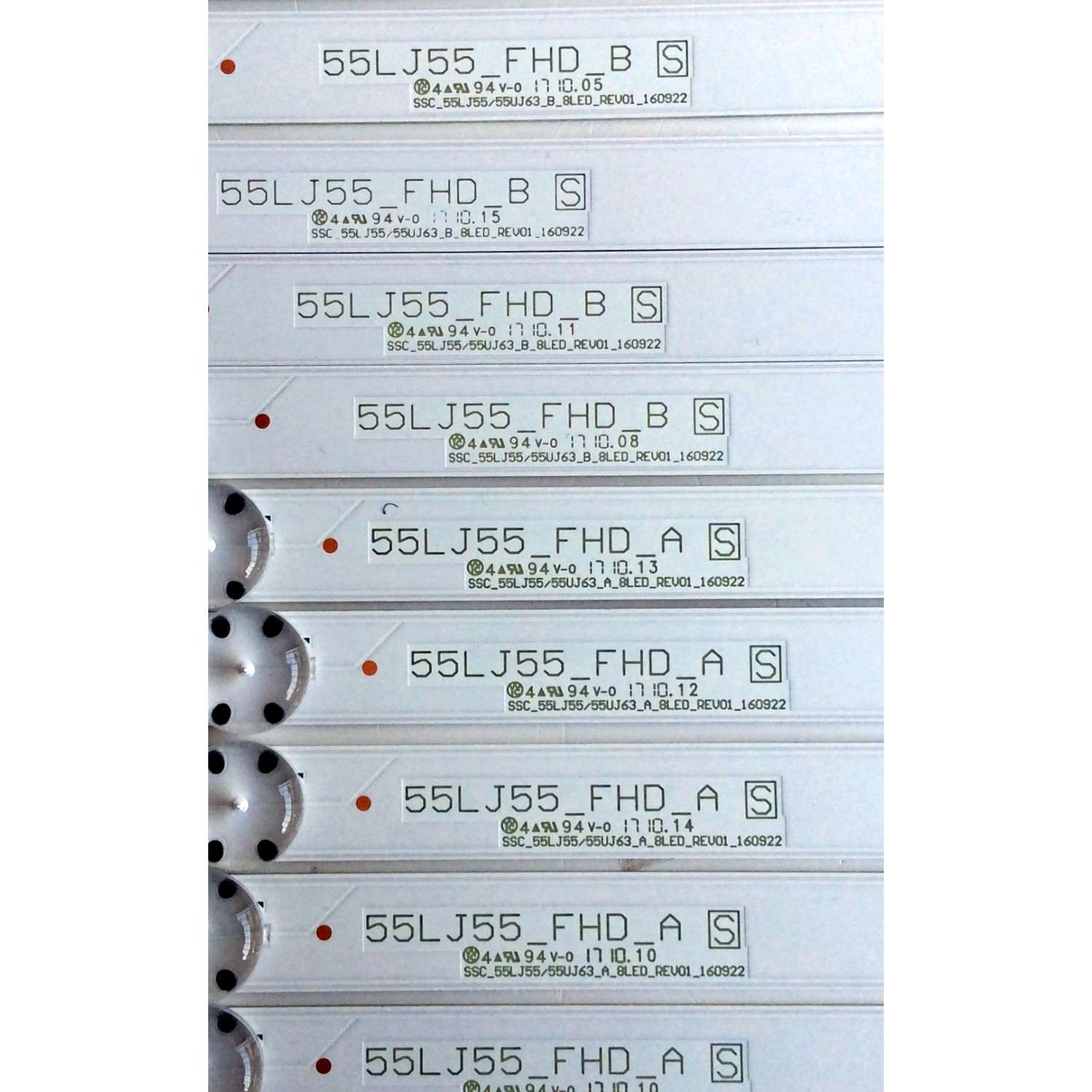 KIT DE LED`S PARA TV (10 PIEZAS) / LG EAV63632405 / 55UJ63_UHD_A / 55LJ55_FHD_A / 55UJ63_UHD_B / 55LJ55_FHD_B / SSC_55LJ55/55UJ63_B_8LED_REV01_160922 / PANEL NC550DGG-AAFX3 / MODELO 55UJ6300-UA BUSYLOR	 - Imagen 4