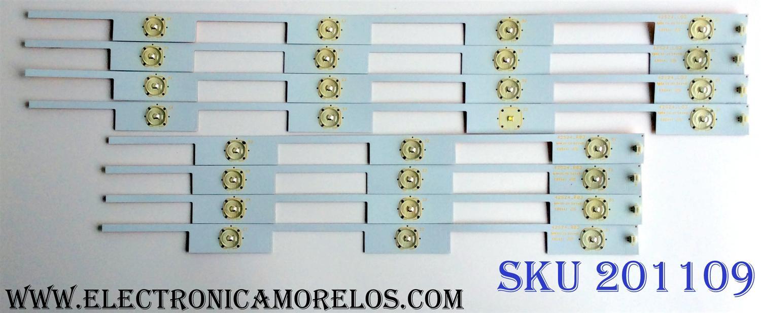 KIT DE LED`S PARA TV (8 PIEZAS) / INSIGNIA CN-42S24E02-JDD41-0-J-28B / CN-42S24E02-JDD41-0-J-28A / PANEL T420HW08.V9 / MODELO NS-42D240A13
