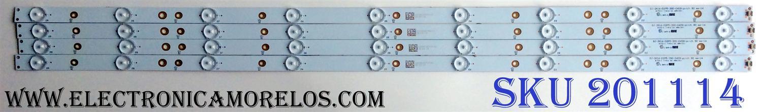 KIT DE LED`S PARA TV (4 PIEZAS) / INSIGNIA GJ-2K16-D2P5-390-D409-pitch / 01P52-E 744*16.5*1 / EHH-BC89-3-F6 / PANEL TPT390J1-HVN04 REV:S001C / MODELO NS-39DR510NA17