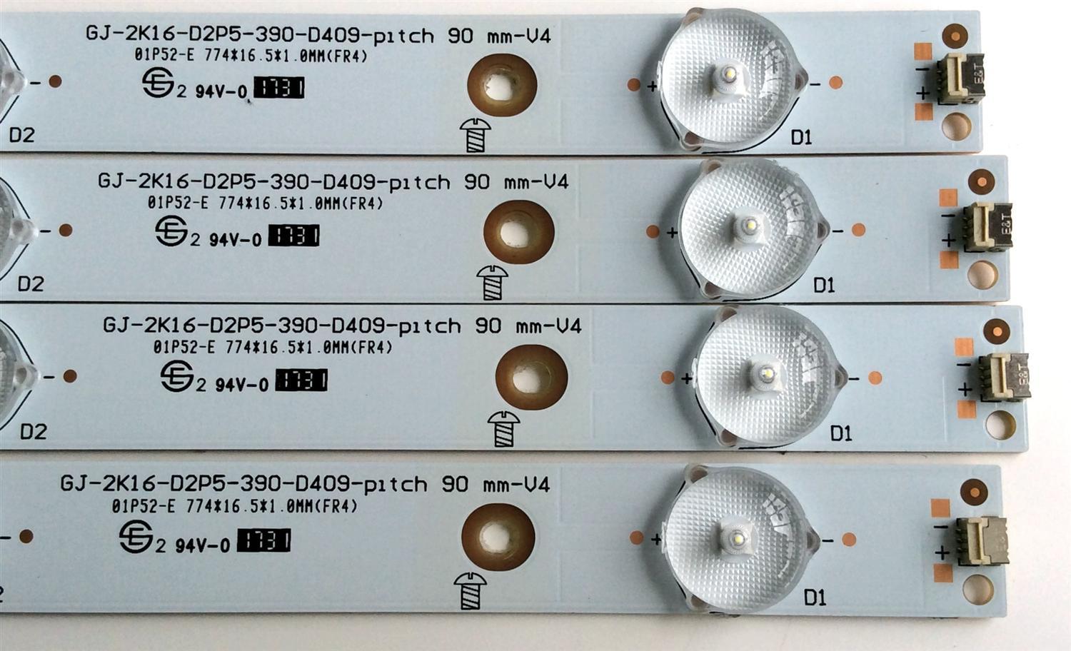 KIT DE LED`S PARA TV (4 PIEZAS) / INSIGNIA GJ-2K16-D2P5-390-D409-pitch / 01P52-E 744*16.5*1 / EHH-BC89-3-F6 / PANEL TPT390J1-HVN04 REV:S001C / MODELO NS-39DR510NA17 - Imagen 2