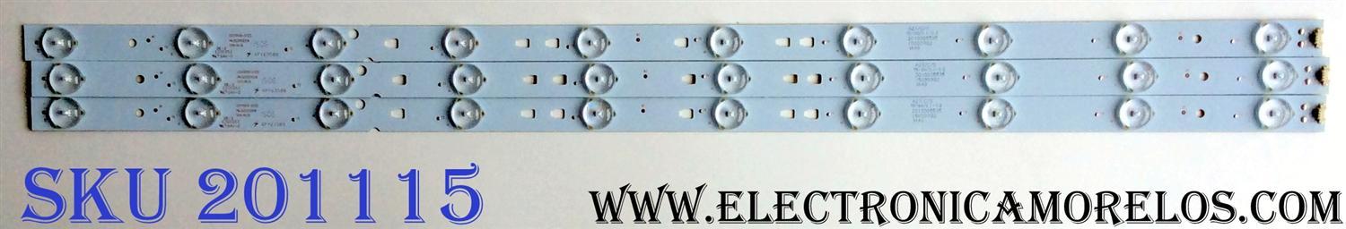 KIT DE LDES ORIGINAL PARA TV QUASAR 3 PIEZAS / NUMERO DE PARTE LED315D10-07(B) / 30331510219 / 2010005535 / 150303G2 / XPY63508 / PANEL LSC320AN02 / MODELO SQ3203M