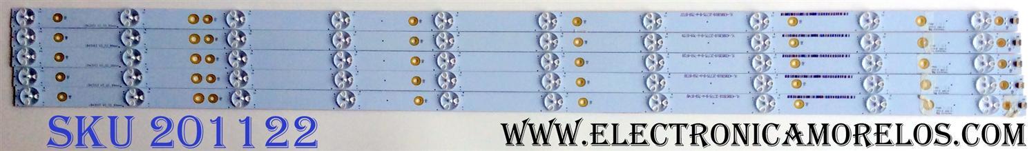 KIT DE LED`S PARA TV (5 PIEZAS) / VIEWSONIC YL-43003010-2C755-0-A-759 / LB43003 V0_02_89mm / PANEL TPV430H3-HVN01.U REV:S272B / MODELO CDE4302