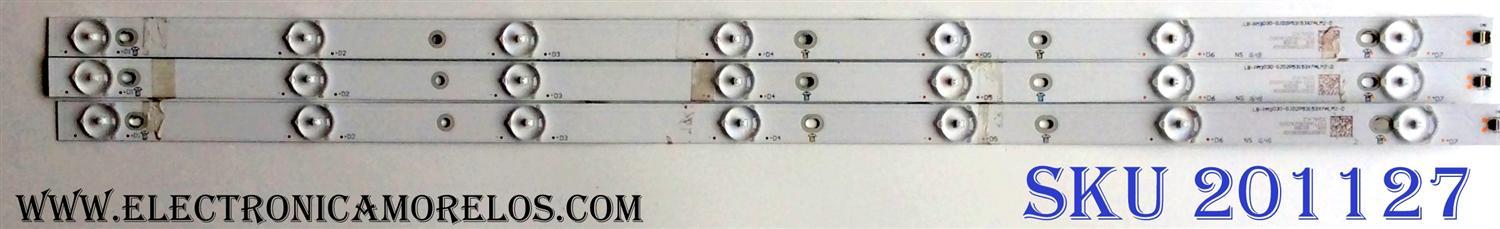 KIT DE LED`S PARA TV (3 PIEZAS) / SHARP LB-PM3030-GJD2P53153X7ALM2-D / 210BZ07D0B3030C03X / M0T48V6VX000 / 32ALK2 / PANEL TPT315B5-HVN05.A REV:S601B / MODELO LC-32LB481U