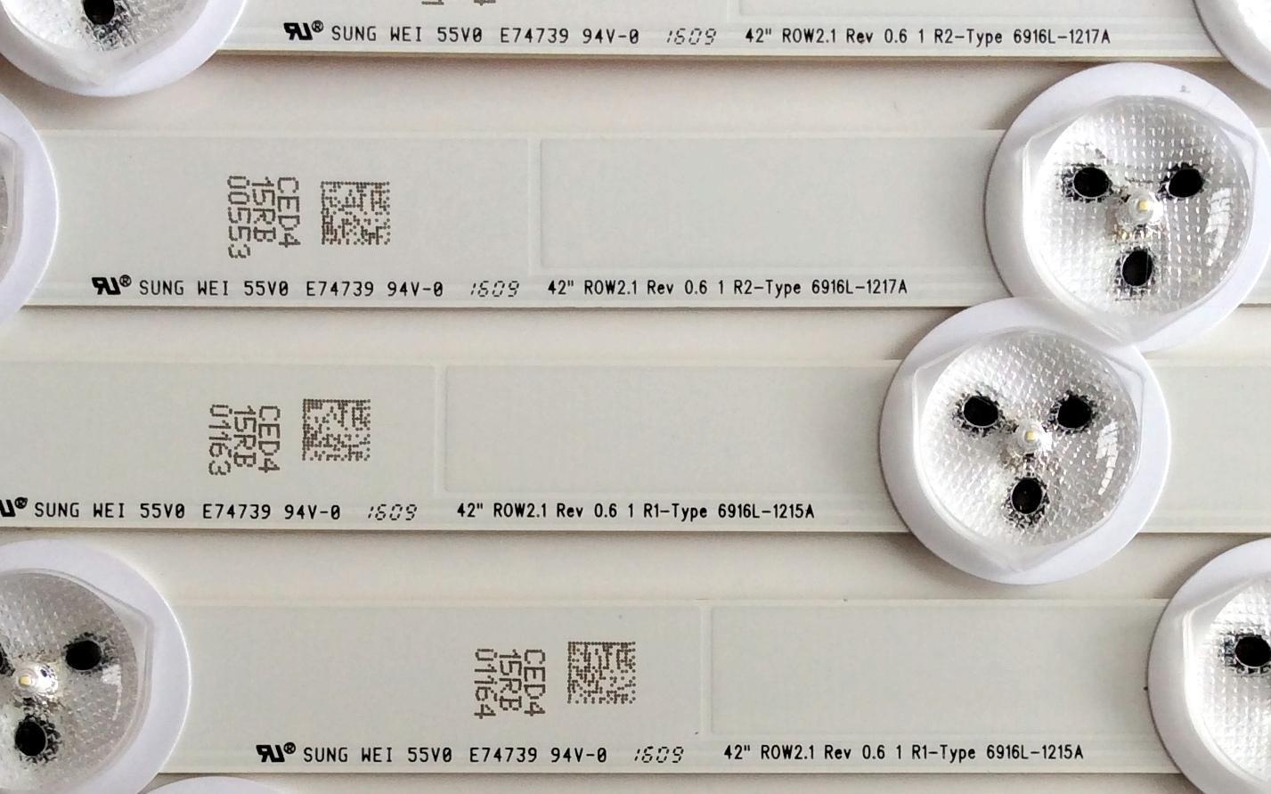 KIT DE LED`S PARA TV (10 PIEZAS) / RCA 6916L-1214A / 6916L-1215A / 6916L-1216A / 6916L-1217A / PANEL  LC420DUJ-SGE1 / MODELO J42HE841-SGE1 - Imagen 6