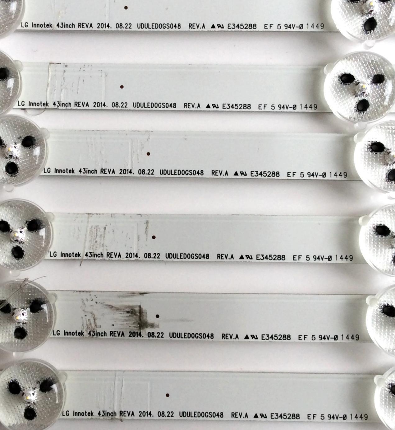 KIT DE LED`S PARA TV (6 PIEZAS) PHILIPS UDULED0GS048 / 43W5S1P / PANEL U4DV0XH / MODELO 43PFL4609/F8 - Imagen 2