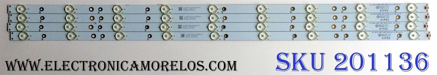 KIT DE LED`S PARA TV (4 PIEZAS) / INSIGNIA 210BZ09D043535E00D / EGLBC672F600 / GJ-2K16-D2P5-390-D409-pitch / E349376 / PANEL  TPT390J1-HVN04 REV:S001C / MODELO NS-39DR510NA17