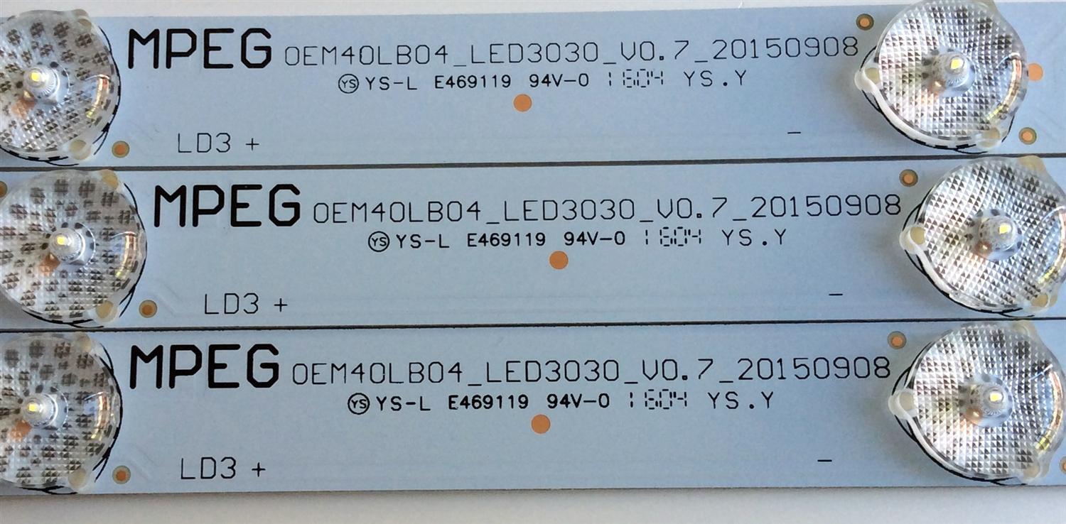 KIT DE LED`S PARA TV (3 PIEZAS) / TCL 4C-LB400T-ZM3 / M40LB04_LE3030_V0.7_20150908 / ZM-GS-09 / 61R K0067 00380 01283 / PANEL LVF400SS0T E9 V1 / MODELO 40FD2700	 - Imagen 3