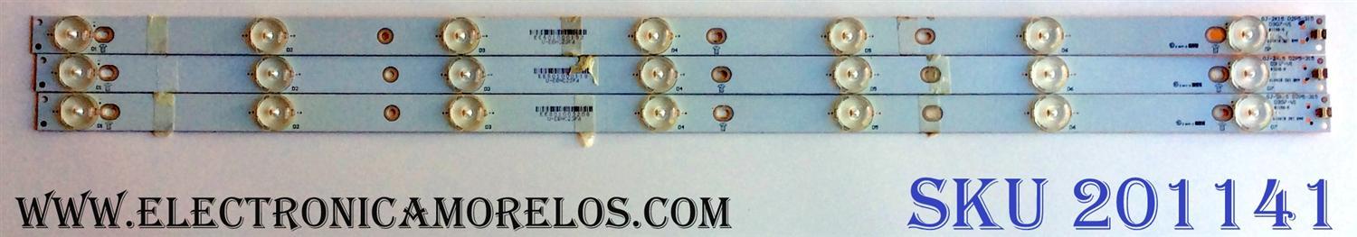 KIT DE LED`S PARA TV (3 PIEZAS) / INSIGNIA U-EBHC23F4 / GJ-2K15 D2P5-315D307-V1 / 01G98-A / PANEL TPT315B5-HVN05.A REV:S600A / MODELOS NS-32DR420NA16 / E32-C1
