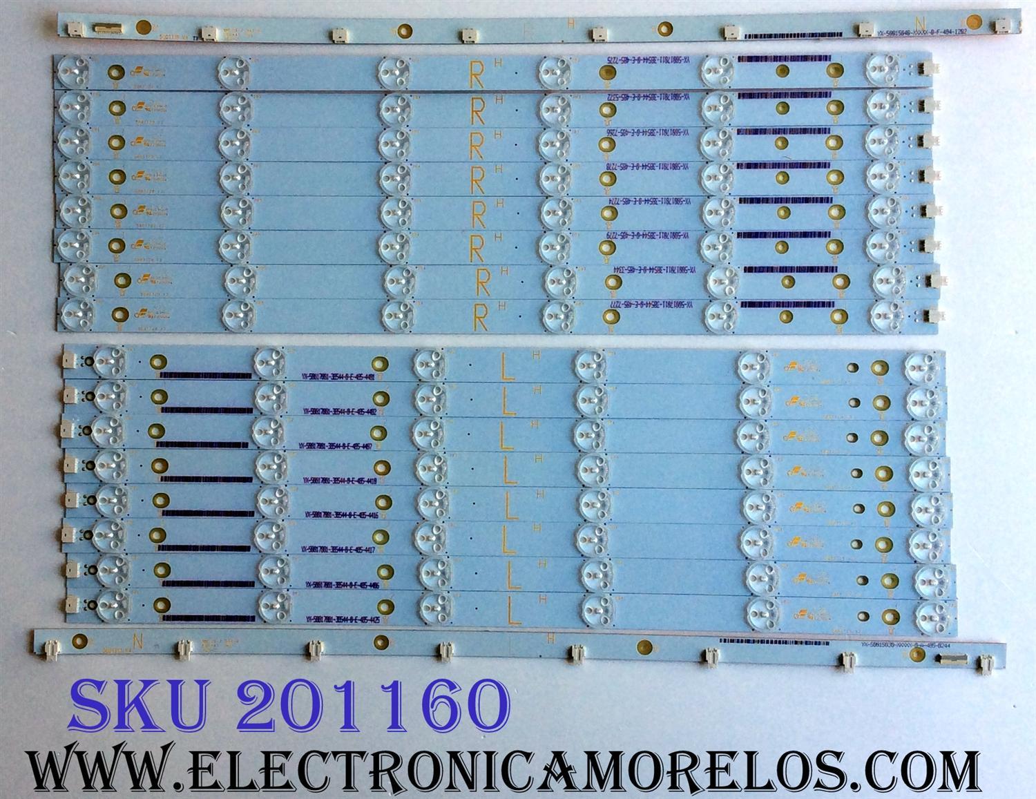KIT DE LED´S PARA TV VIZIO (16 PIEZAS) / VIZIO TPT500J1-LE8 REV.SC2A / 500TT20 V3 / 500TT19 V3 / 500TT18 V4 / 500TT17 V4 / YX-50017011-3B544-0-E / MODELOS E500I-B1 LTY6PLKR / E500I-B1 LTY6PLGQ / E500I-B1 LTYWPLDQ / D500I-B1 LTY6RTAQ / D500I-B1 LTYWRTBQ