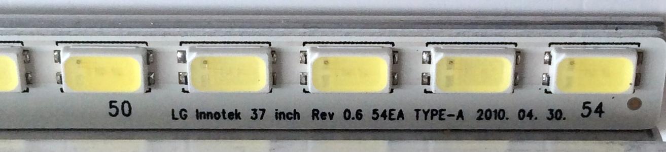 KIT DE LED´S PARA TV (4 PIEZAS) / VIZIO 3660L-0351A 1-1 / 3660L-0345A 1-1 / AG1027 / LG Innotek 37 inch Rev 0.6 54EA TYPE-A / LG Innotek 37 inch Rev 0.6 54EA TYPE-B / PANEL LC370EUH (SC)(A1) / MODELO M370VT LTLPHOAL - Imagen 3