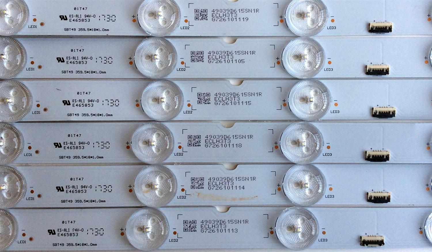 KIT DE LED´S PARA TV (12 PIEZAS) / SONY XBR-49X900E-STRIPS-VER2 / SBT49 / 49039D615SN1R / 49039D615SN1L / ECLH3T3 / PANEL YD7S490DND01B / MODELO XBR-49X900E - Imagen 4