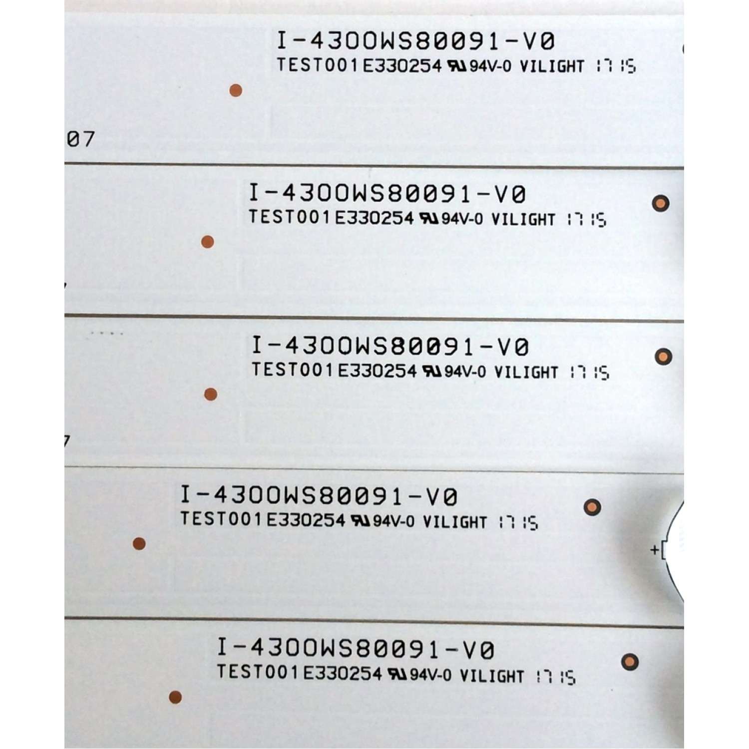 KIT DE LED`S PARA TV (5 PIEZAS) / VIZIO I-4300WS80091-V0 / TEST001 E330254 / 05638022053174N / PANEL'S T430QVN03.0 / LC430EQY(SH)(M1)MODELO E43-E2 LWZ2VWAT	 - Imagen 2