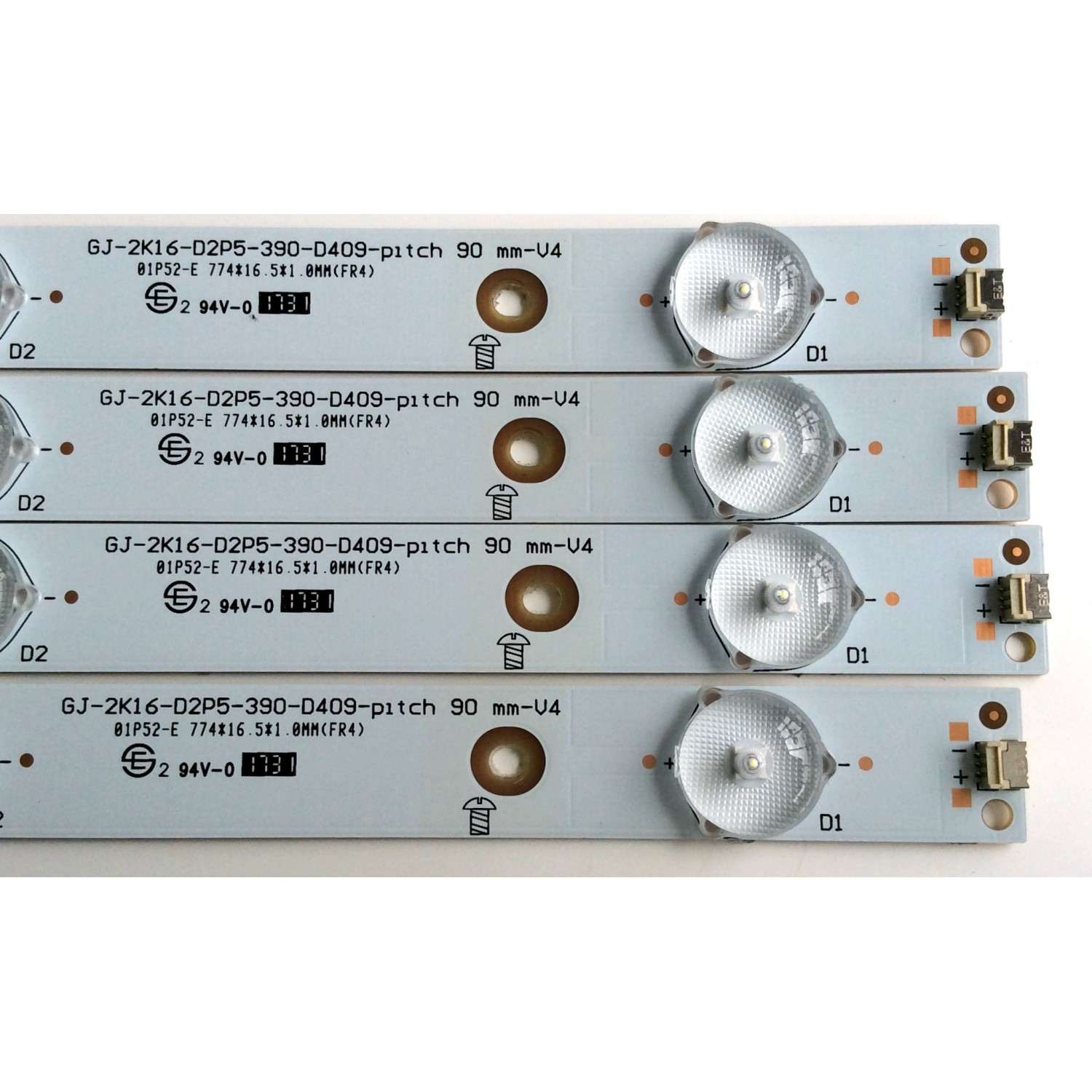 KIT DE LED`S PARA TV (4 PIEZAS) / INSIGNIA GJ-2K16-D2P5-390-D409-pitch / 01P52-E 744*16.5*1 / EHH-BC89-3-F6 / PANEL TPT390J1-HVN04 REV:S001C / MODELO NS-39DR510NA17 - Imagen 2