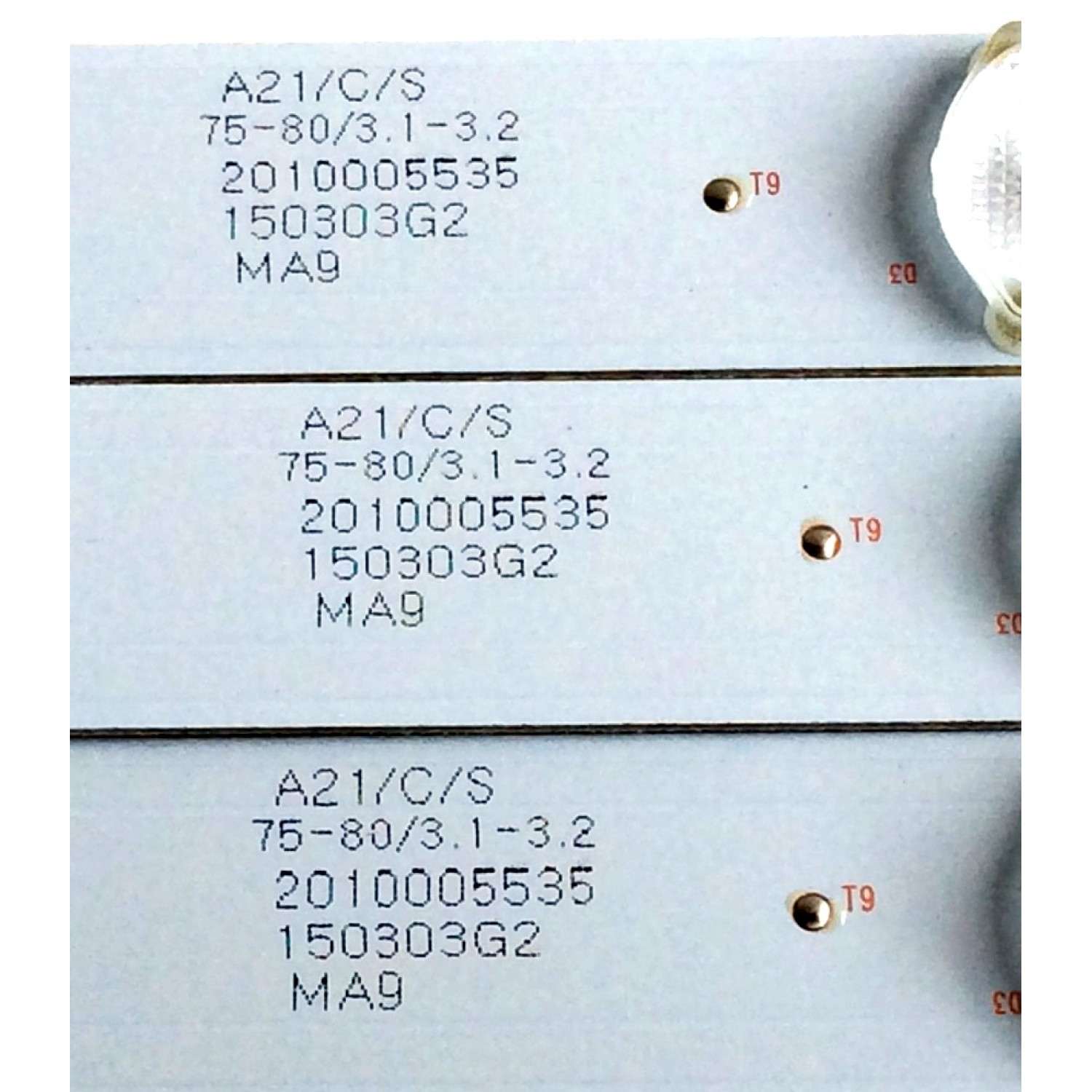 KIT DE LDES ORIGINAL PARA TV QUASAR 3 PIEZAS / NUMERO DE PARTE LED315D10-07(B) / 30331510219 / 2010005535 / 150303G2 / XPY63508 / PANEL LSC320AN02 / MODELO SQ3203M - Imagen 4
