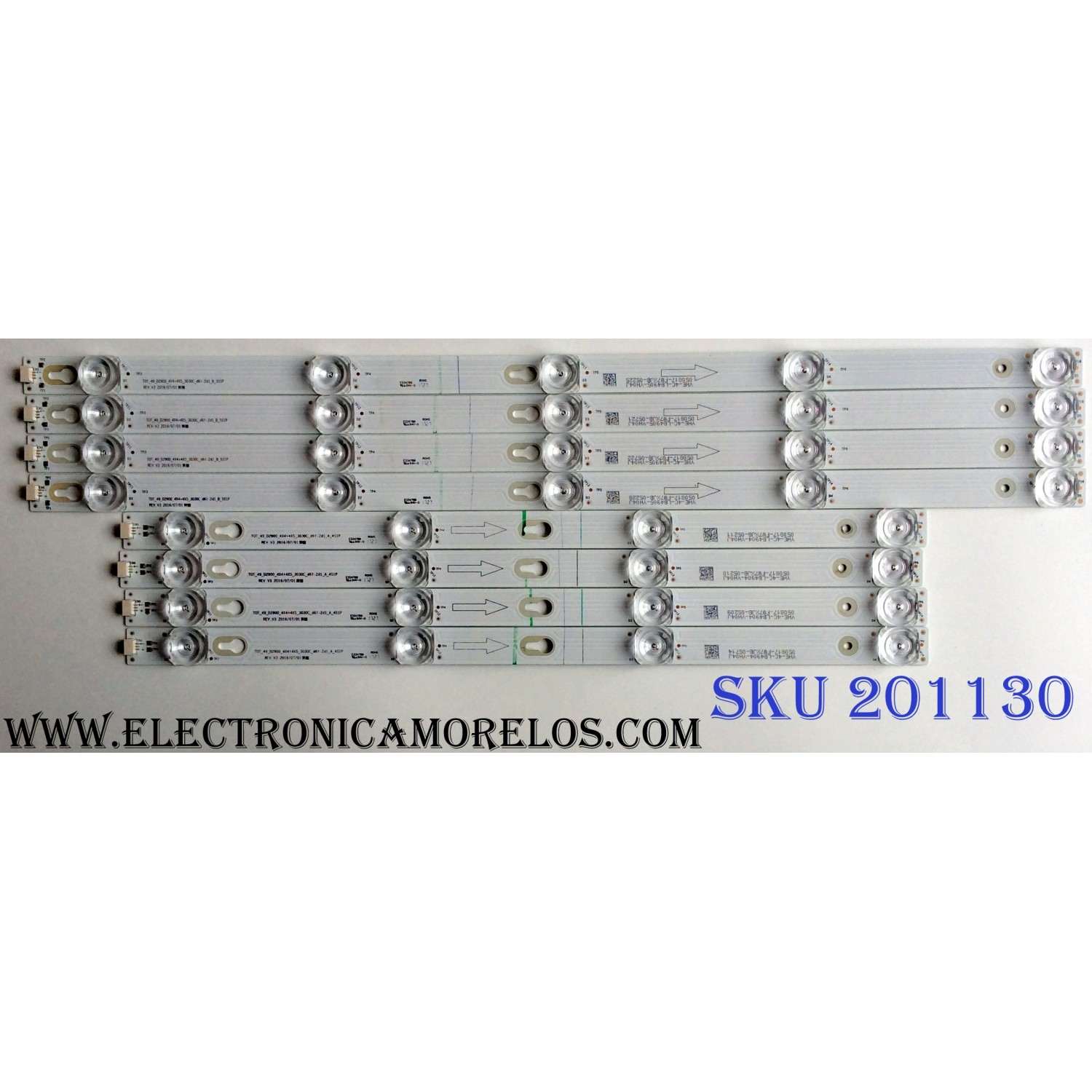 KIT DE LED`S PARA TV TCL ((8 PIEZAS)) / NUMERO DE PARTE 4C-LB4904-YH04J / 4C-LB4905-YH04J / TOT_49_D2900_4X4+4X5_3030C_D6t-2d1_A_4S1P / TOT_49_D2900_4X4+4X5_3030C_D6t-2d1_B_5S1P / PANEL LVU485ND1L / MODELOS 49S350 / 49S403TCBA / 49S403TBAA