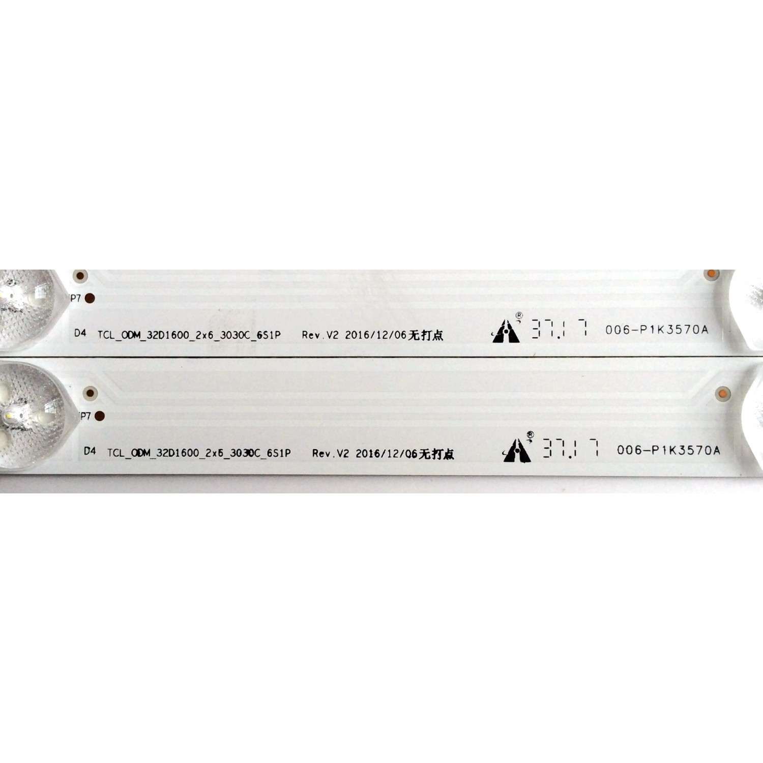 KIT DE LED`S PARA TV (2 PIEZAS) / INSIGNIA YHE-4C-LB320T-YHU / 260917-2K7XKM / TCL_ODM_32D1600_2x6_3030C_6S1P / 006-P1K3570A / PANEL  LVW320CSDX E26 V42 / MODELO NS-32DR310NA17 - Imagen 2