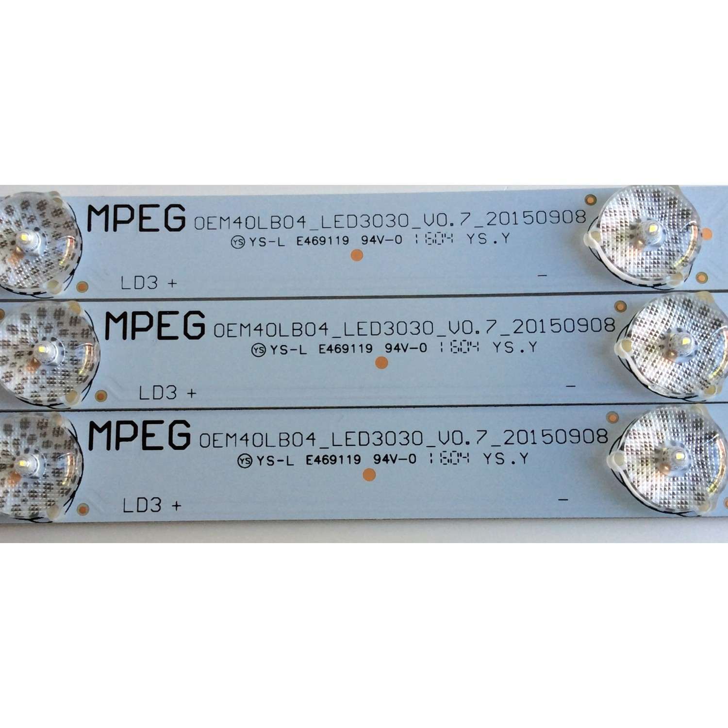 KIT DE LED`S PARA TV (3 PIEZAS) / TCL 4C-LB400T-ZM3 / M40LB04_LE3030_V0.7_20150908 / ZM-GS-09 / 61R K0067 00380 01283 / PANEL LVF400SS0T E9 V1 / MODELO 40FD2700	 - Imagen 3