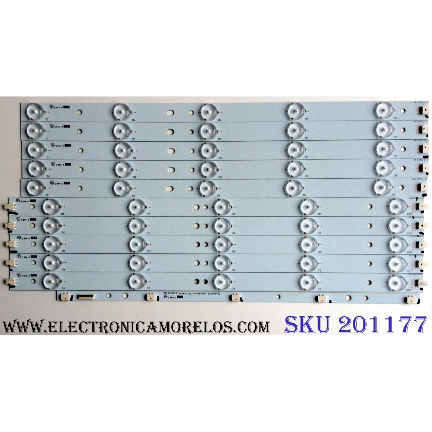 KIT DE LED´S PARA TV (10 PIEZAS) / VIZIO 39.0-D510-R-C2 / 39.0-D510-L-C2 / EPIHB45F5C913-F46 / 39.0-2K13 / PANEL TPT390J1-HVN04 REV:S000M / MODELOS E390I-A1 / E390I-A1 LTYWNQQP / E390I-B1E LTTWPSCQ / E390I-A1 LTYWNQFQ