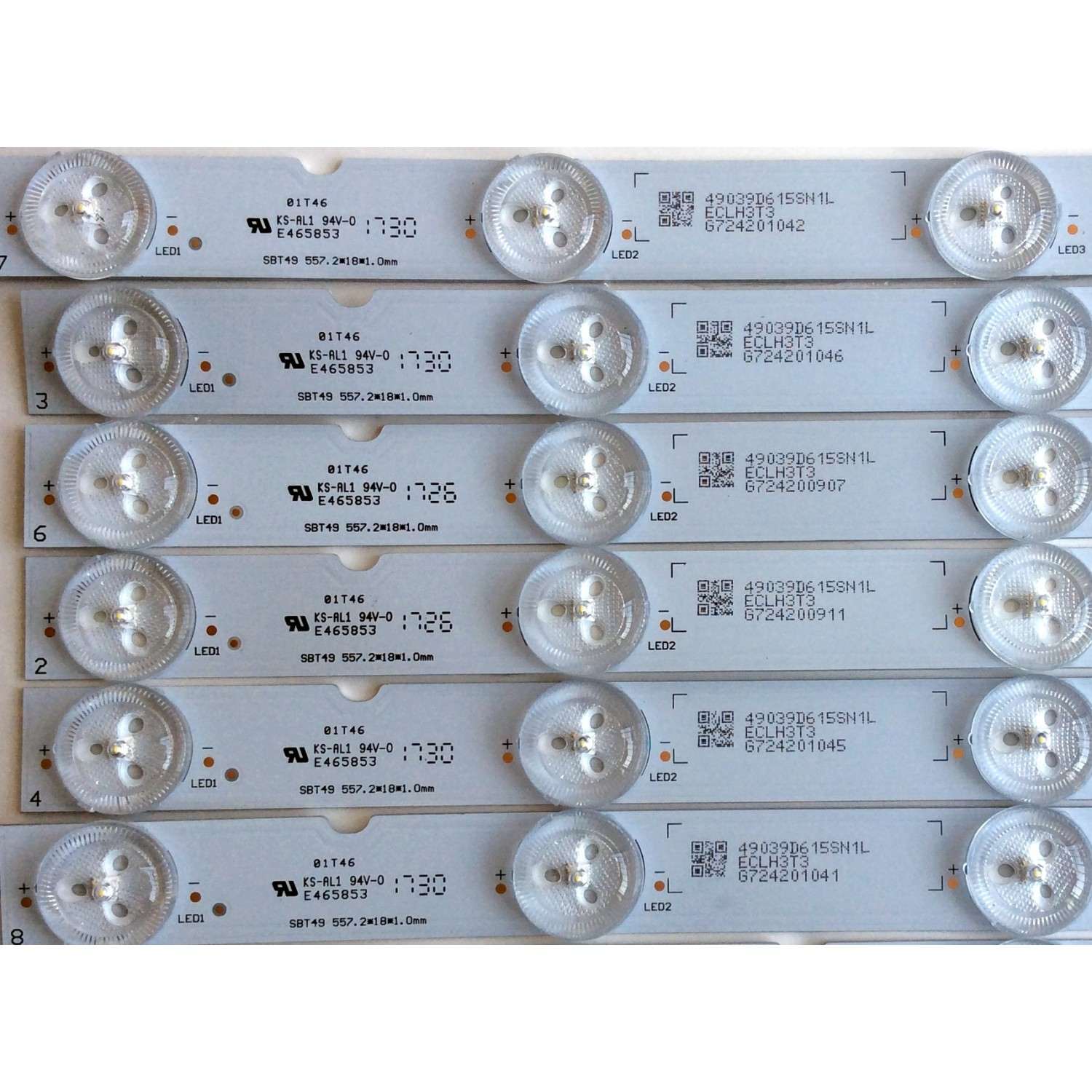 KIT DE LED´S PARA TV (12 PIEZAS) / SONY XBR-49X900E-STRIPS-VER2 / SBT49 / 49039D615SN1R / 49039D615SN1L / ECLH3T3 / PANEL YD7S490DND01B / MODELO XBR-49X900E - Imagen 3
