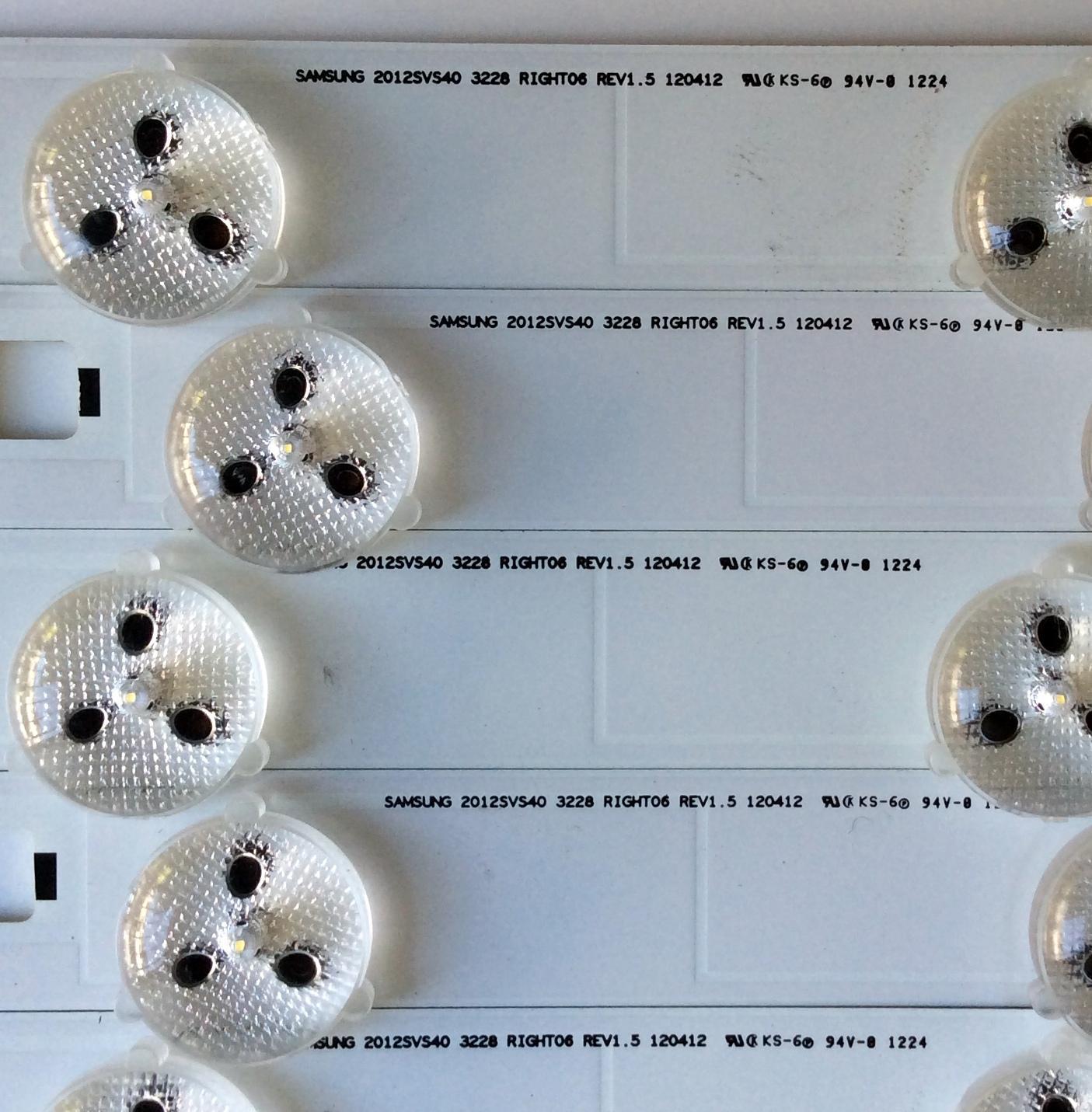 KIT DE LED´S PARA TV (10 PIEZAS) / SAMSUNG 2012SVS40 3228 RIGHT06 REV1.5 120412 / 2012SVS40 3228 LEFT06 REV1.5 120412 / PANEL LTJ400HM08-V / MODELO UN40EH5300FXZA TH01 - Imagen 2
